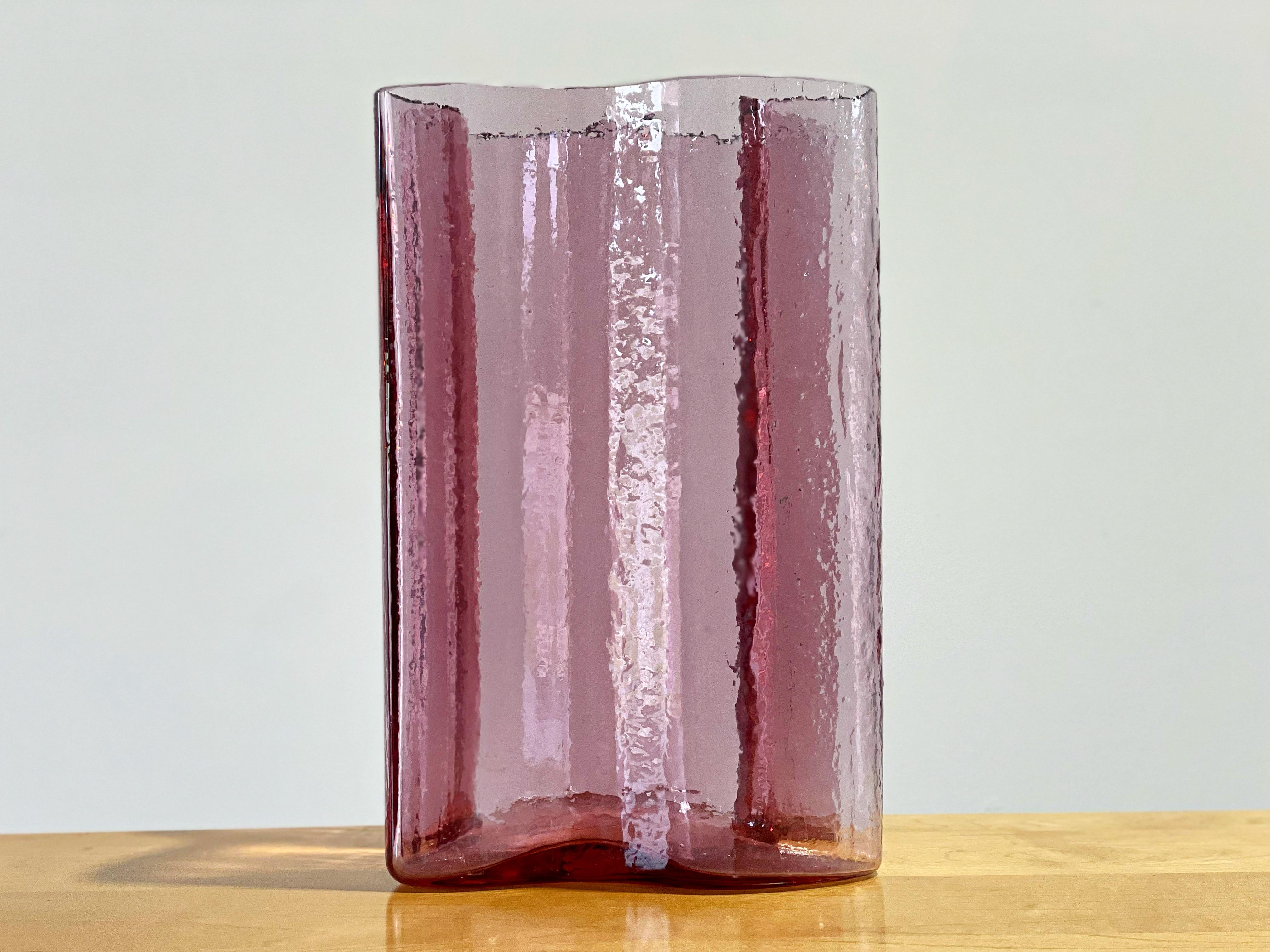 Exceptional Blenko art glass vase model 6312L in rare Rosé colorway. This example is unique on the market. The Rosé color was offered for only two years - 1963 and 1964. Exquisite and flawless condition - no issues whatsoever.
 