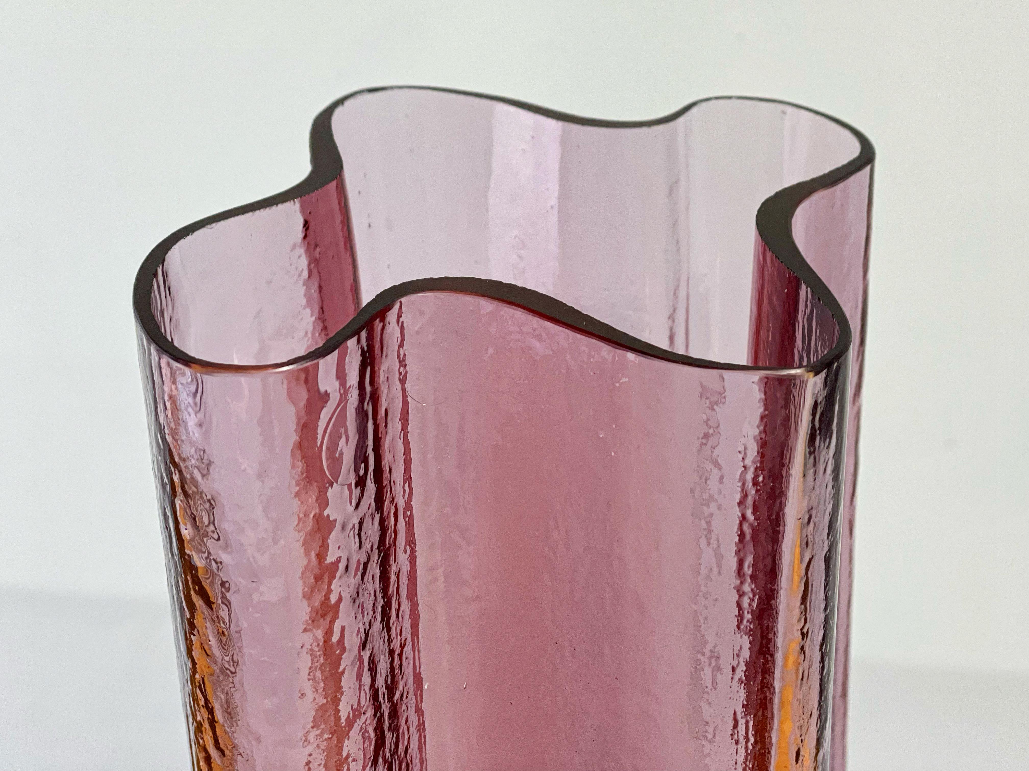Mid-Century Modern Rare Blenko Glass 6312l Rosé, Midcentury Handcrafted Pink Art Glass Vase