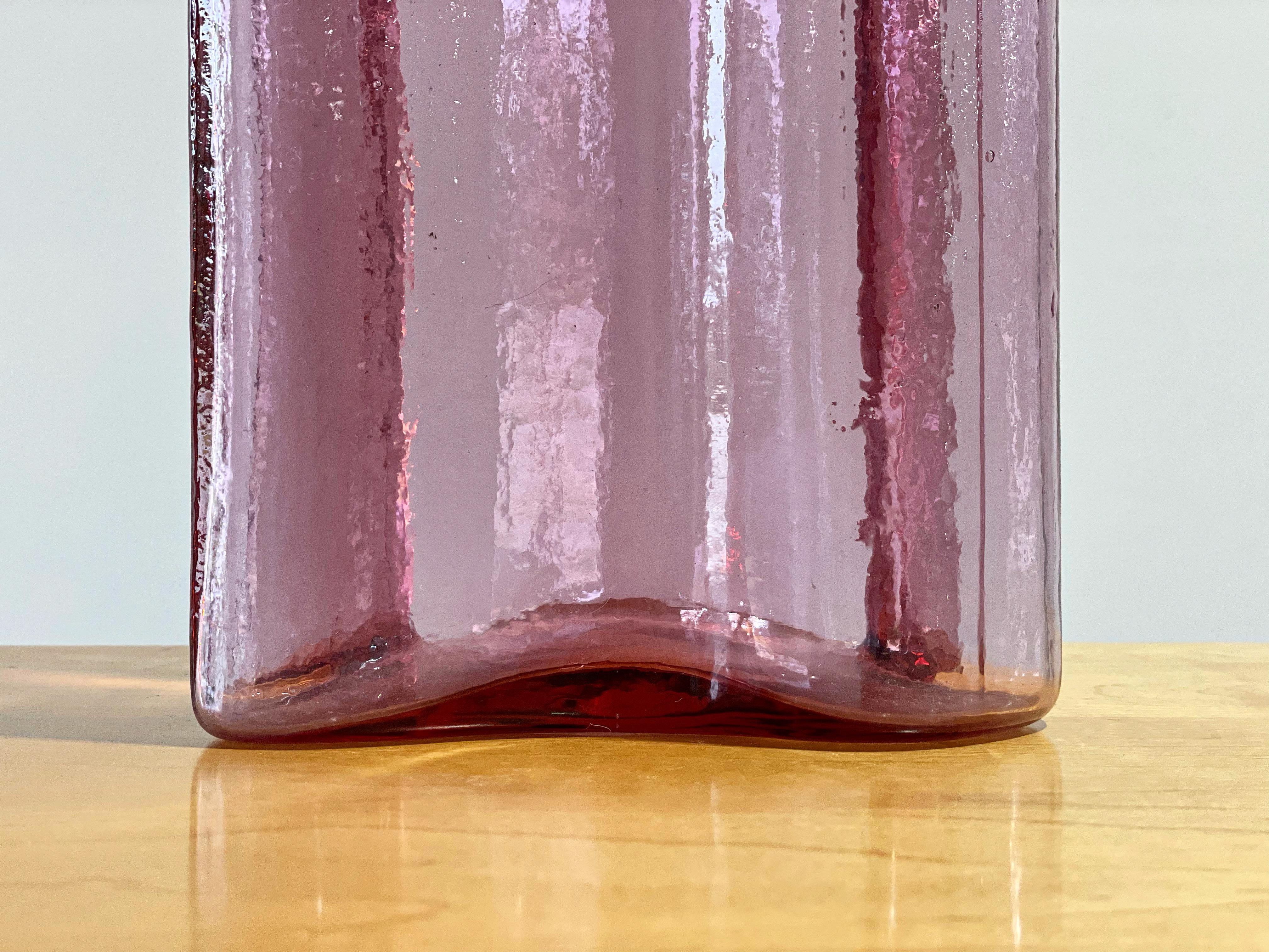 Mid-20th Century Rare Blenko Glass 6312l Rosé, Midcentury Handcrafted Pink Art Glass Vase