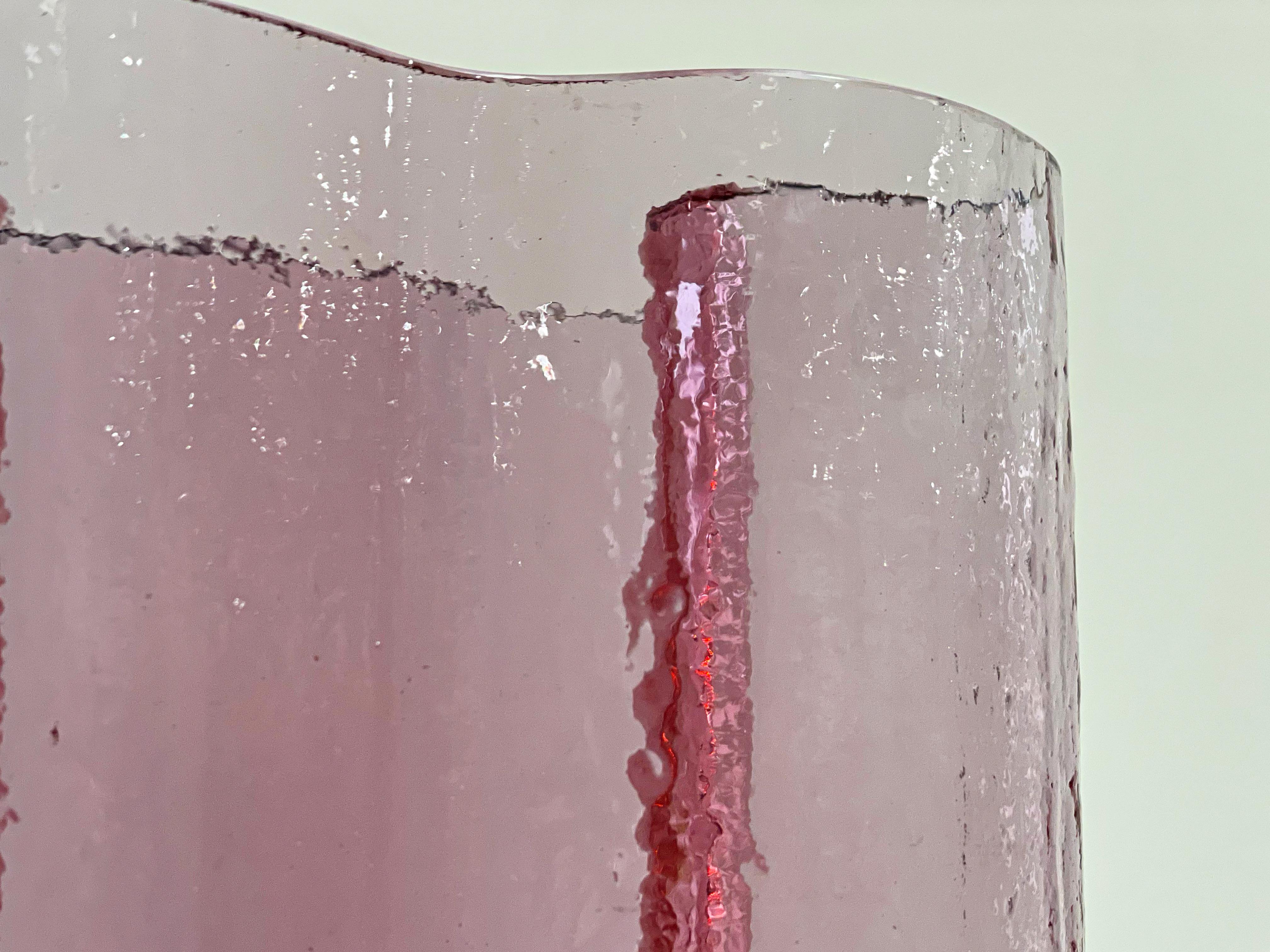 Rare Blenko Glass 6312l Rosé, Midcentury Handcrafted Pink Art Glass Vase 2