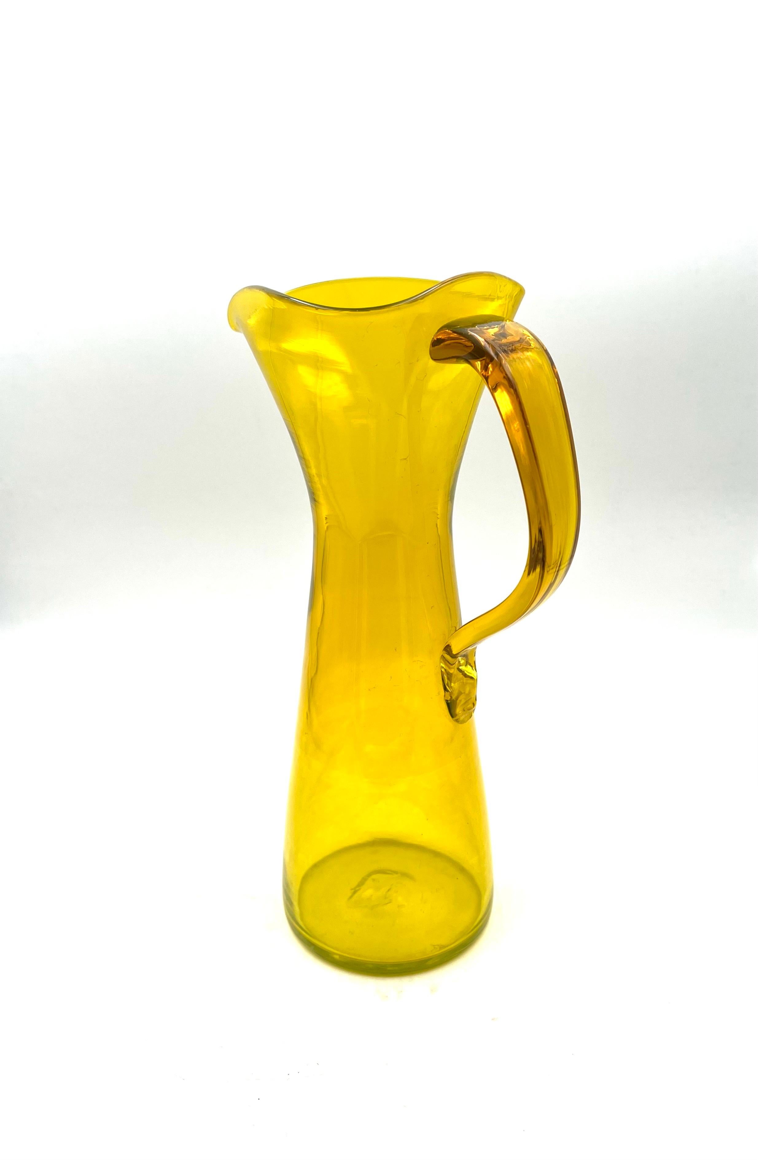 vintage yellow glass pitcher