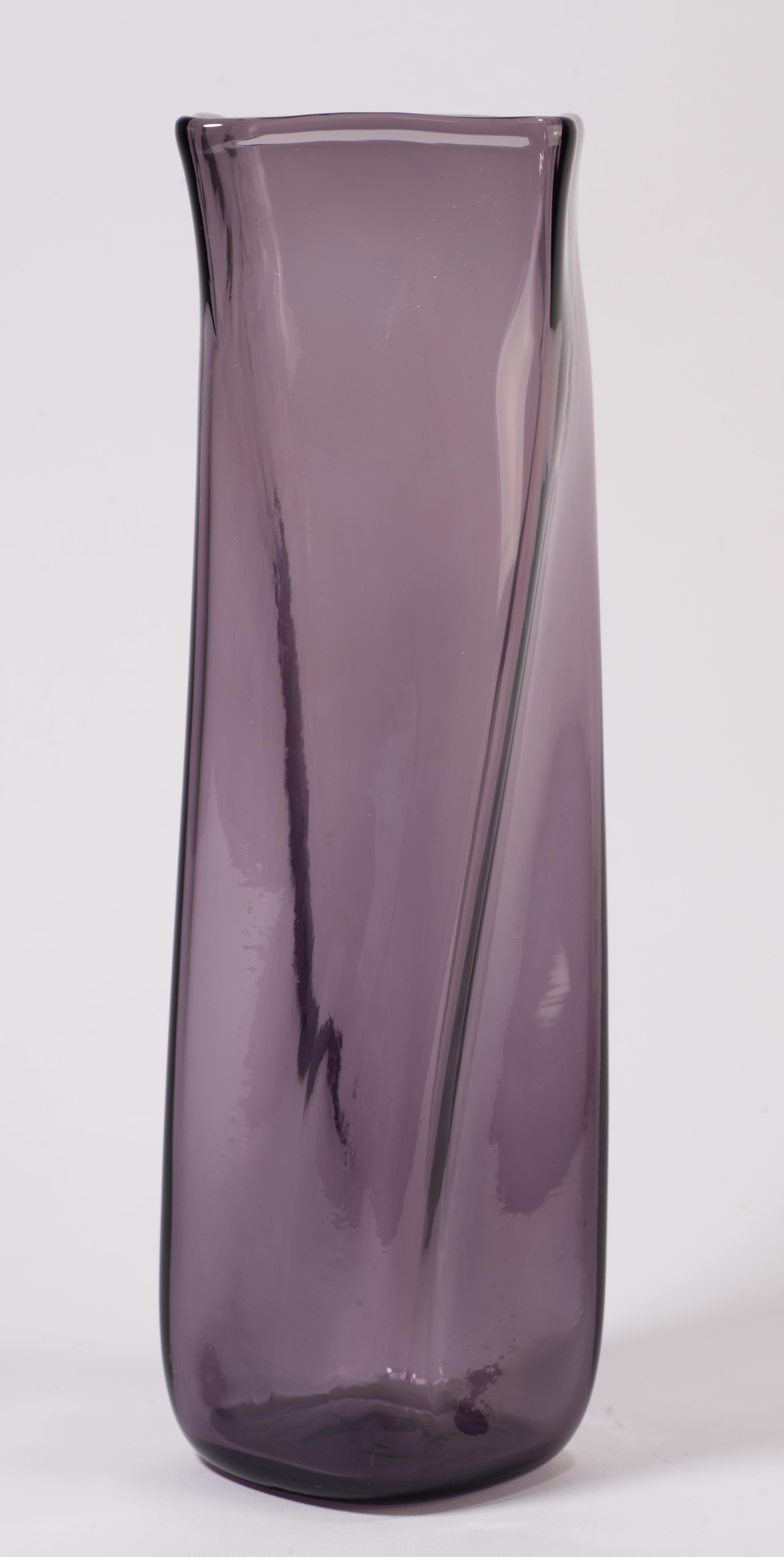 Mid-Century Modern Rare Blenko Vase Lilac Glass, Signed, Mid Century Modern 1959-1960