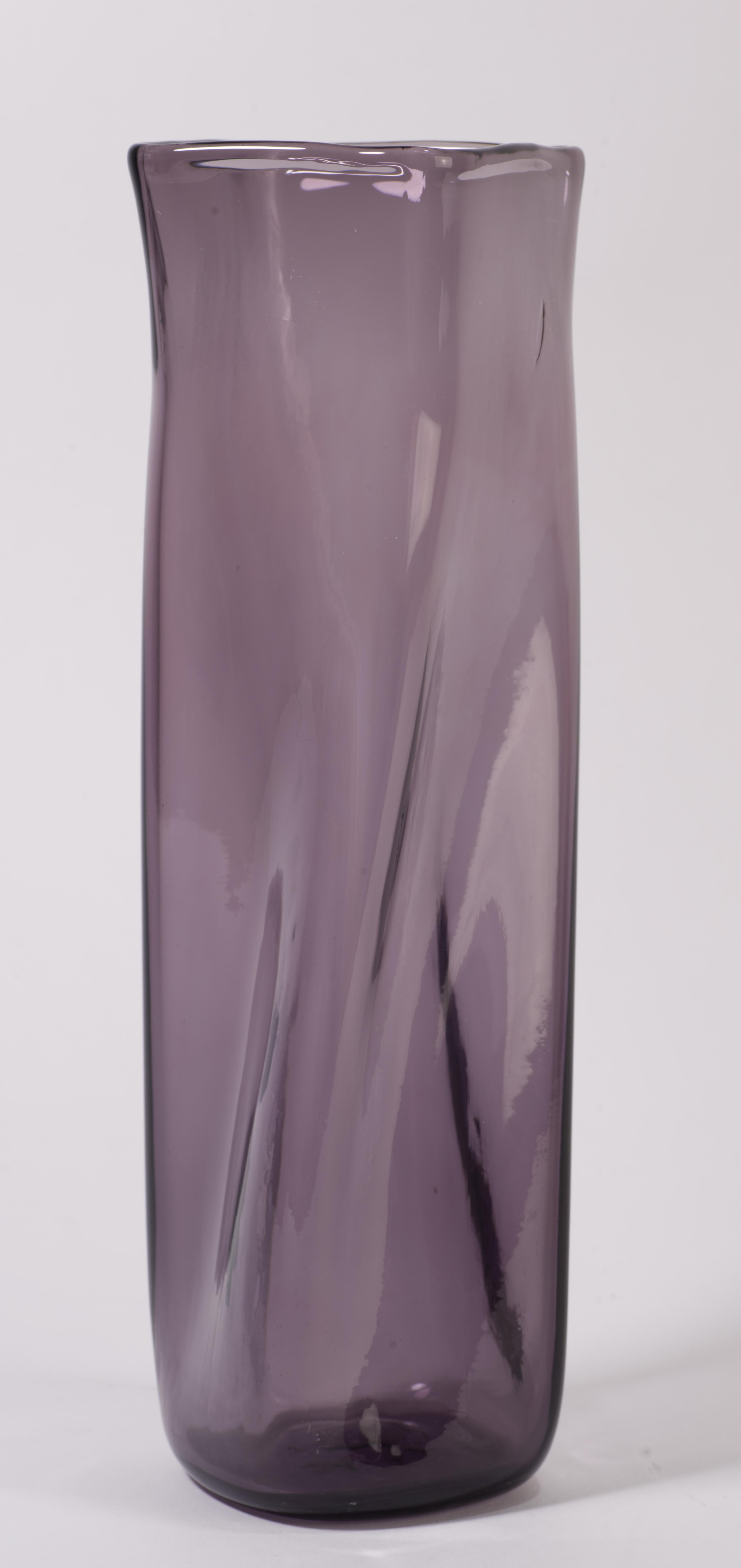 Hand-Crafted Rare Blenko Vase Lilac Glass, Signed, Mid Century Modern 1959-1960