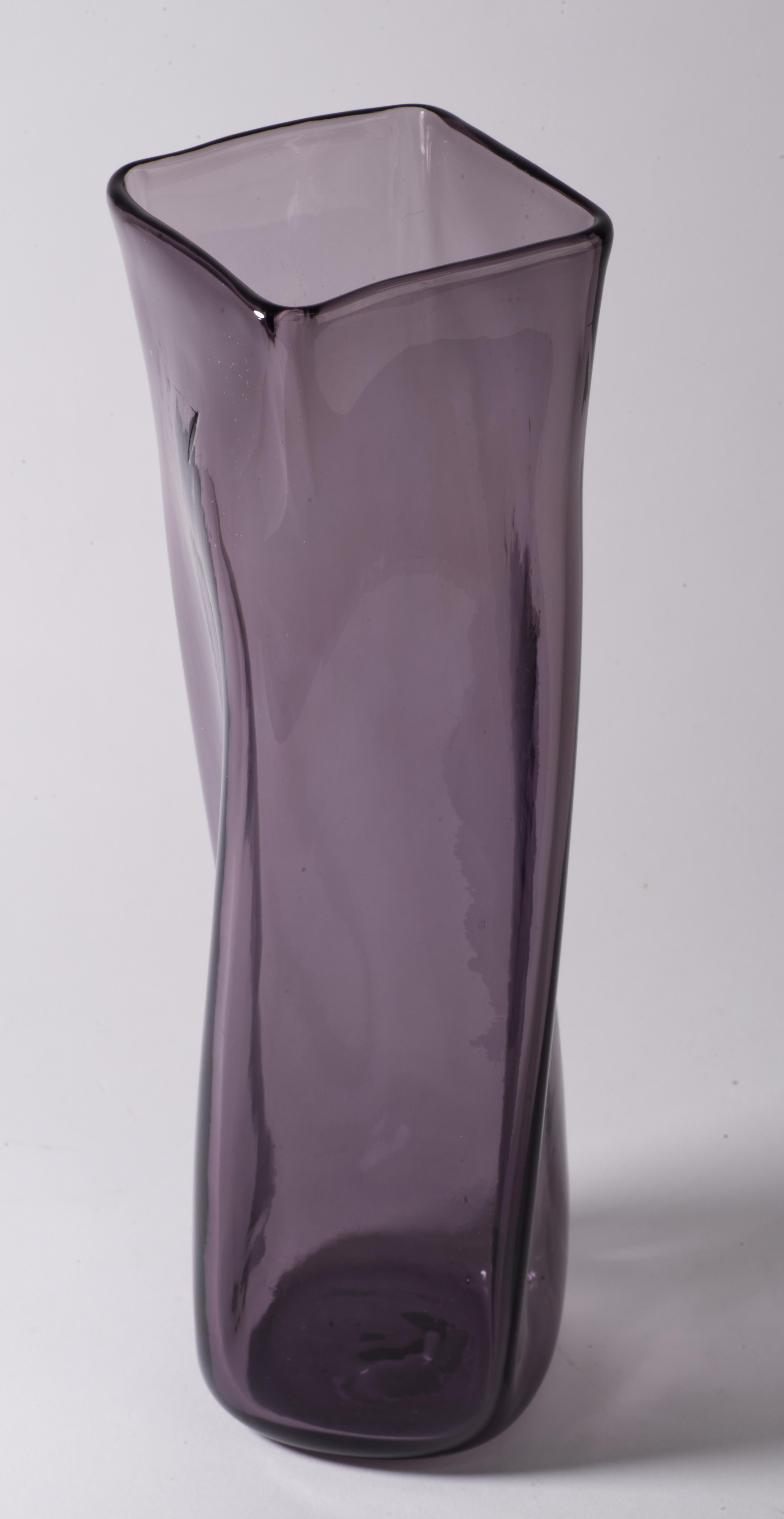 Rare Blenko Vase Lilac Glass, Signed, Mid Century Modern 1959-1960 2