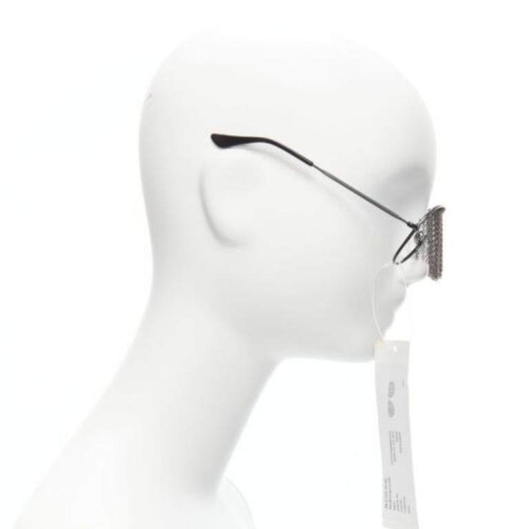 rare BLESS Duo Fringe black chain no lens aviator sunglasses In New Condition For Sale In Hong Kong, NT
