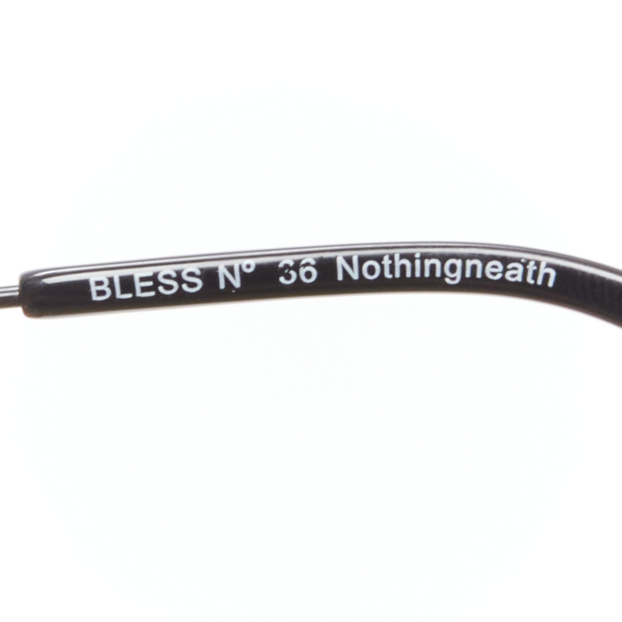 Rare lunettes de soleil aviateur BLESS Duo Fringe black chain no lens en vente 2