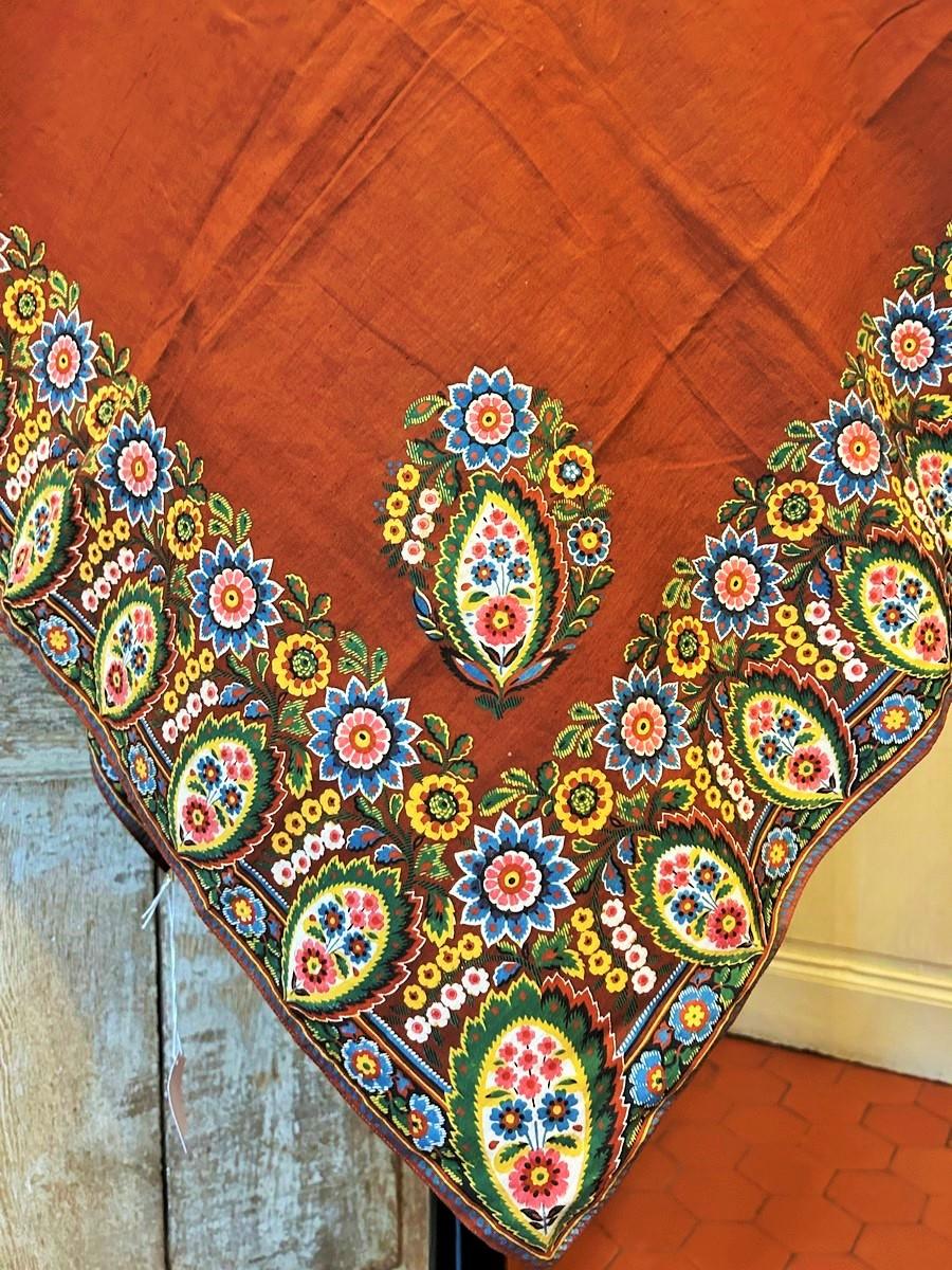 An early hand Block printed cotton shawl Scarf with boteh - French Circa 1820 For Sale 5