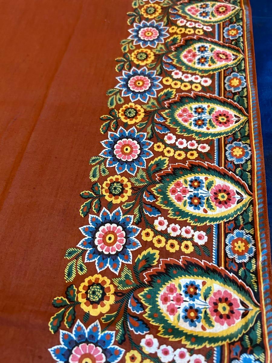 An early hand Block printed cotton shawl Scarf with boteh - French Circa 1820 For Sale 2