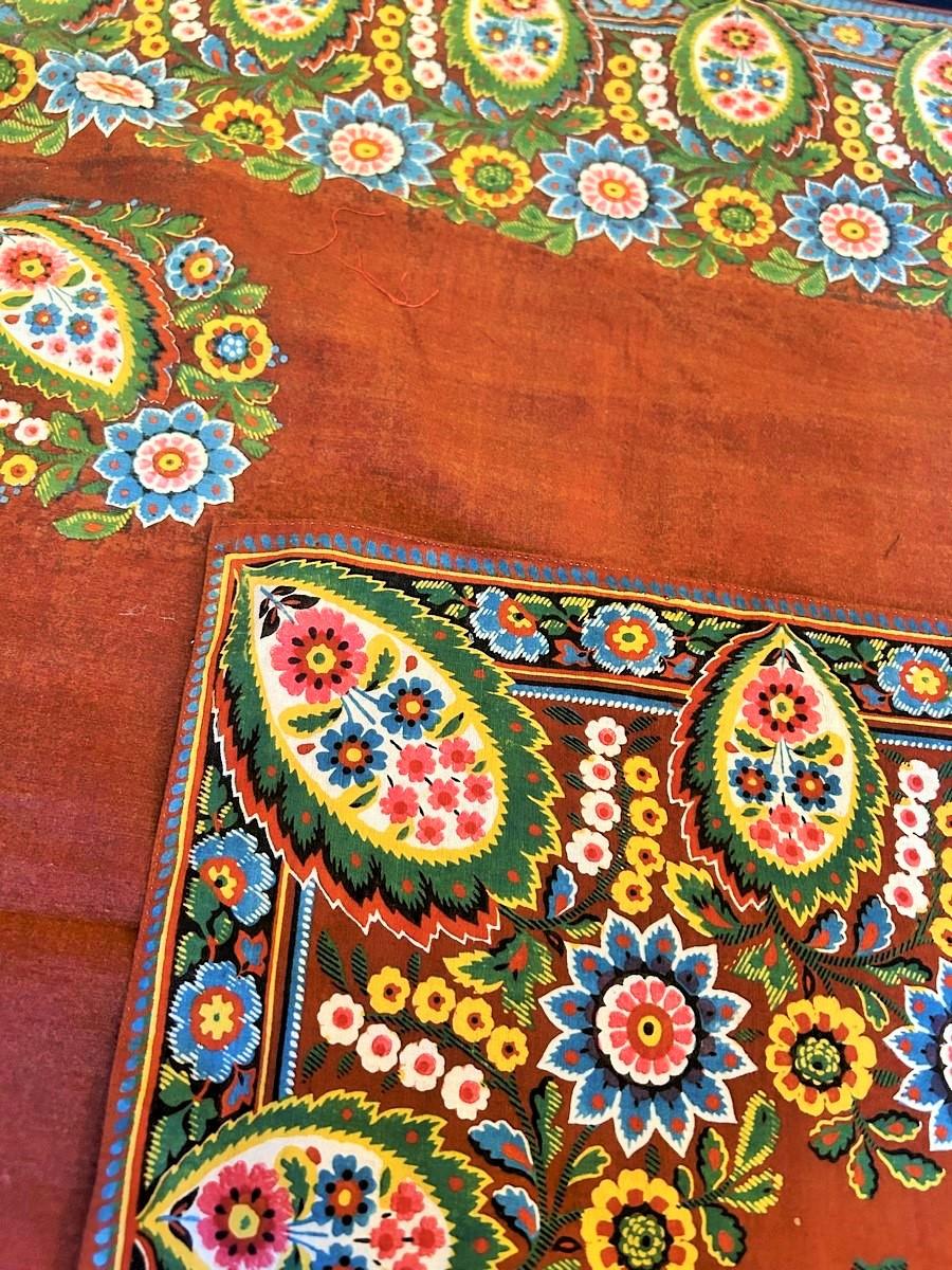 An early hand Block printed cotton shawl Scarf with boteh - French Circa 1820 For Sale 3