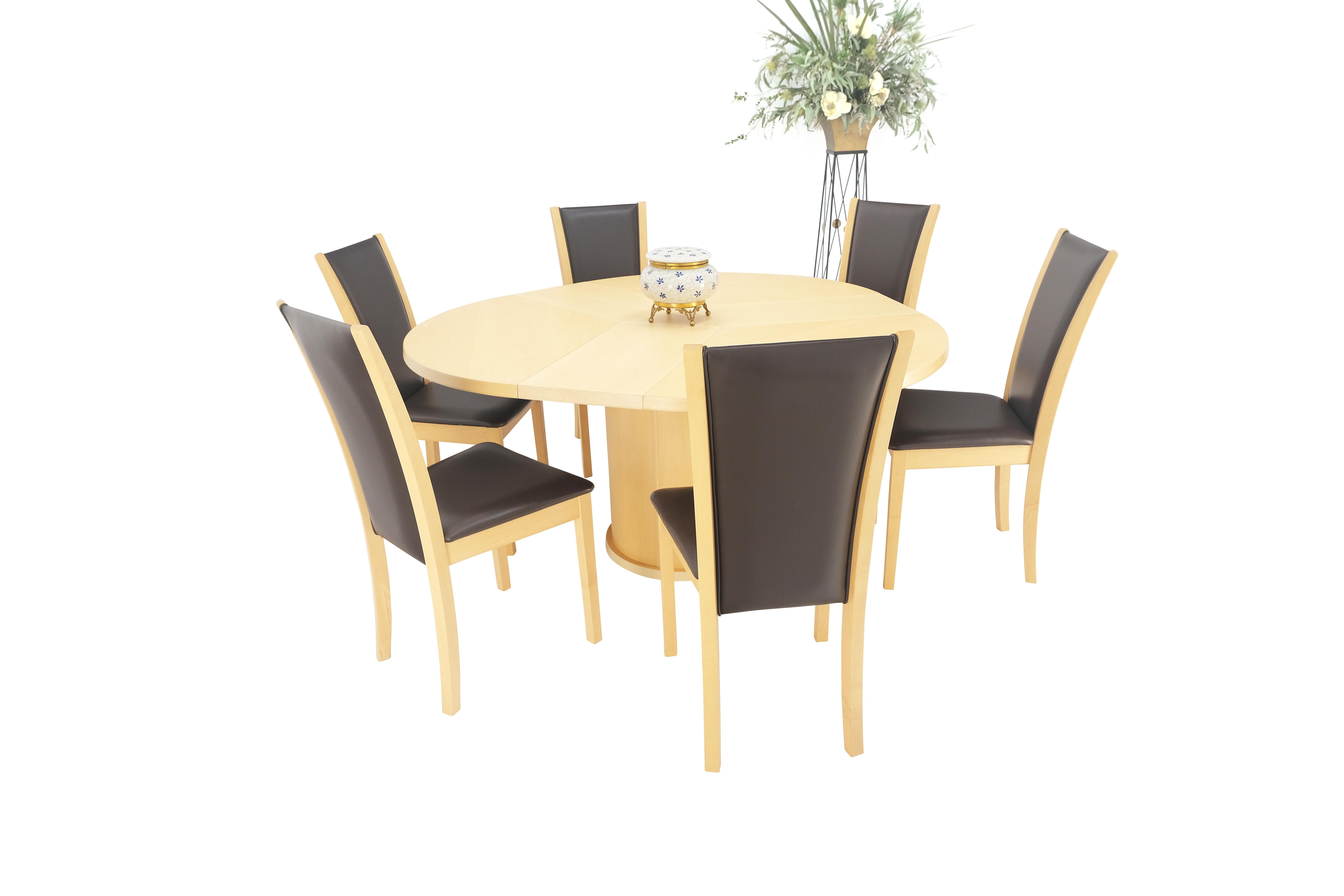 Mid-Century Modern Rare table de salle à manger ronde extensible 6 chaises set Denmark MINT!  en vente