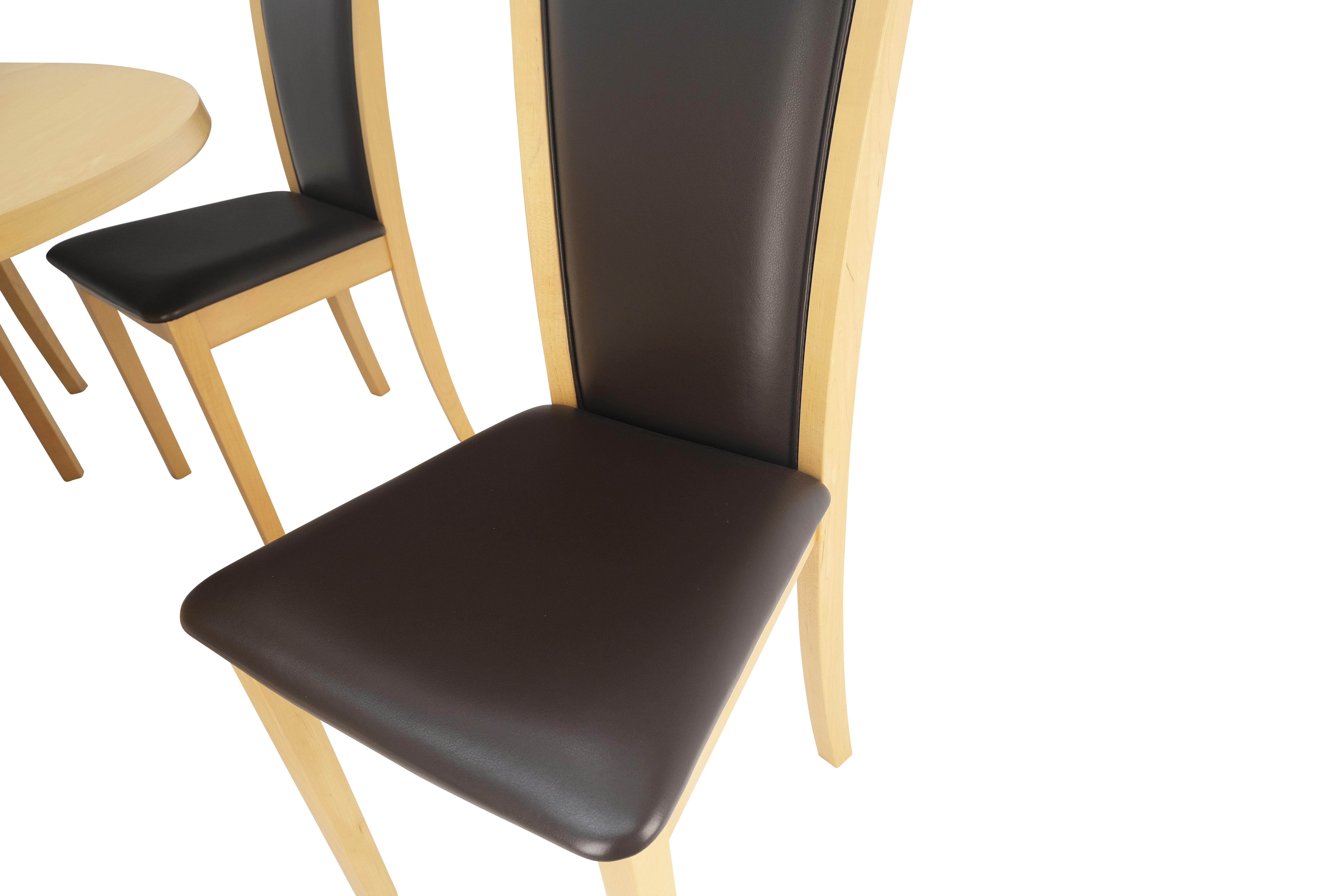 Seltener runder ausziehbarer, ausziehbarer Esstisch aus blondem Ahornholz mit 6 Stühlen, Dänemark MINT!  im Angebot 1