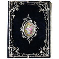 Rare Blotting Paper Case in Silvered Bronze and Porcelain by Maison Tahan