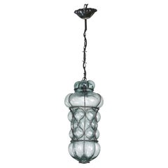 Seltenes venezianisches Windlicht Blu Acuqamarin, Murano Glas, 1970er Jahre