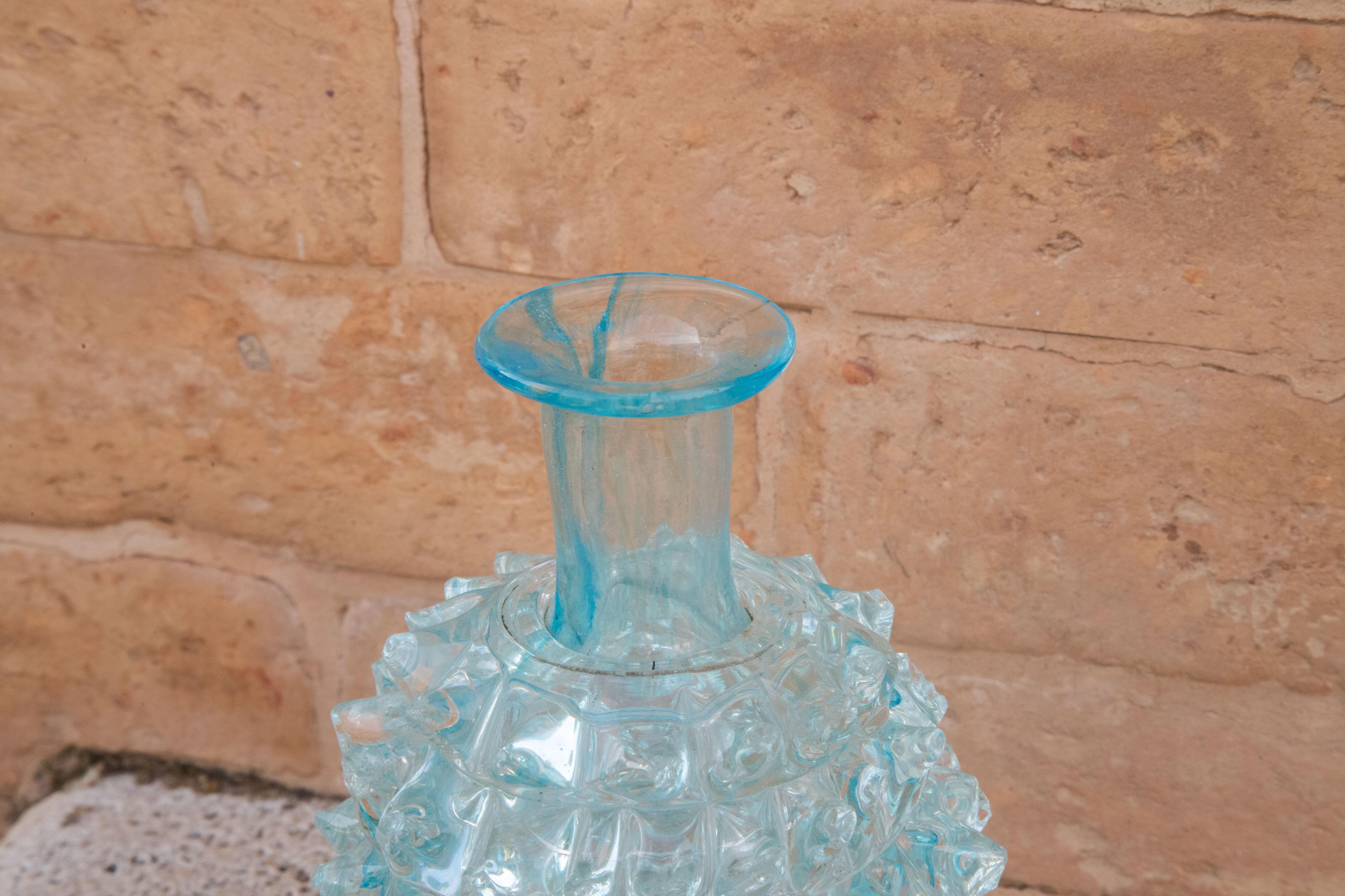 Rare Blu Ercole Barovier Rostrato Murano Glass Vase for Barovier & Toso, 1940s In Fair Condition For Sale In Roma, IT