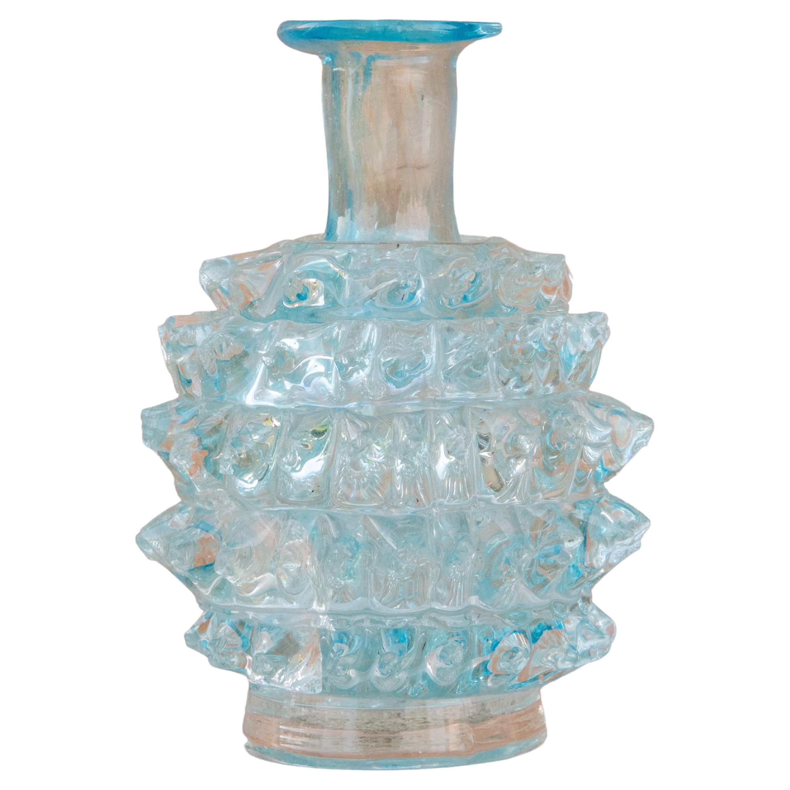 Rare Blu Ercole Barovier Rostrato Murano Glass Vase for Barovier & Toso, 1940s For Sale