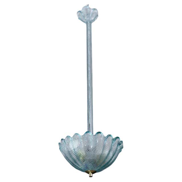Fine Venetian Murano Pendant Light Mouth Blown Blue Color Smoked Glass ...
