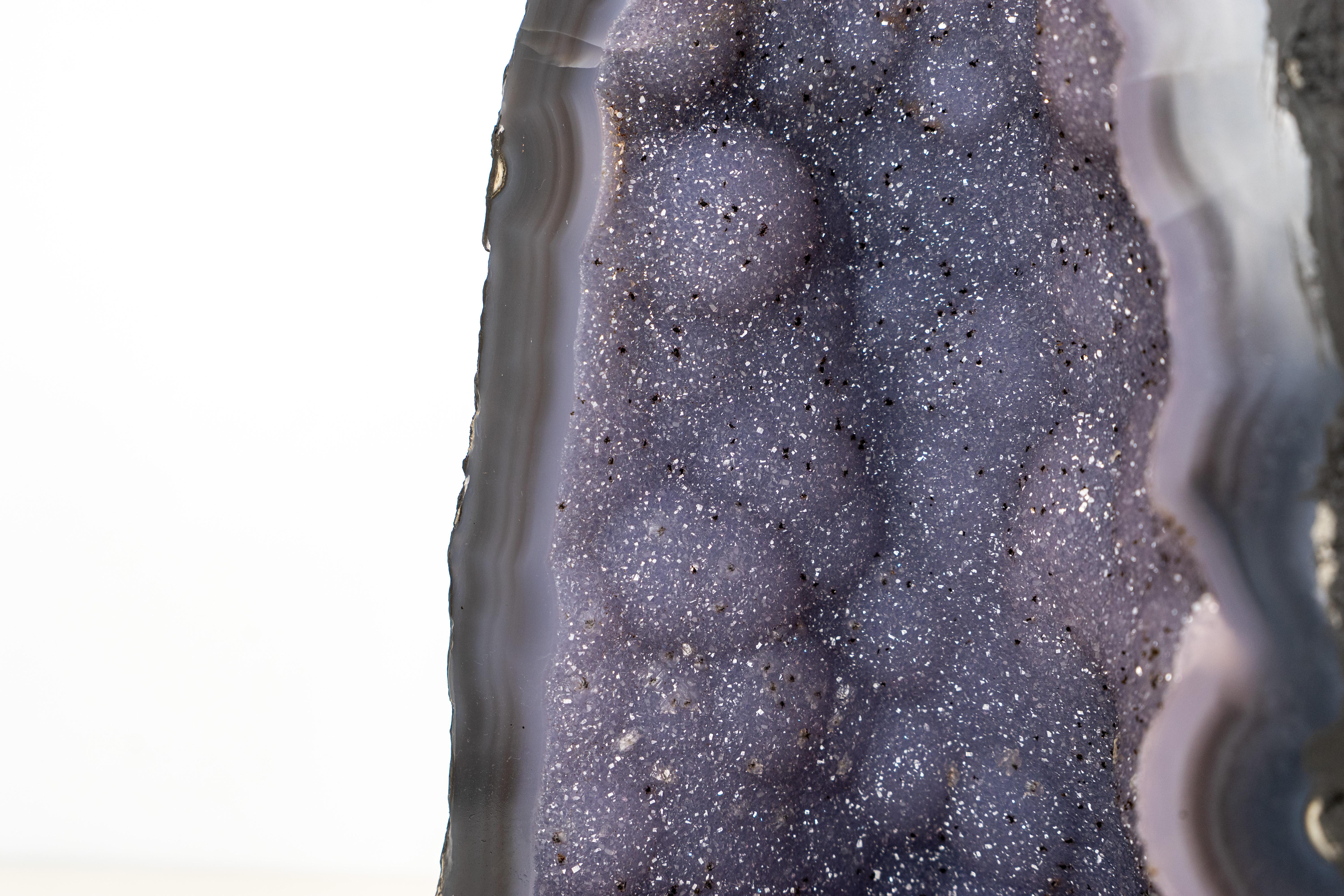 Crystal Rare Blue Agate Geode Cathedral with Sparkly Blue Galaxy Druzy Amethyst For Sale