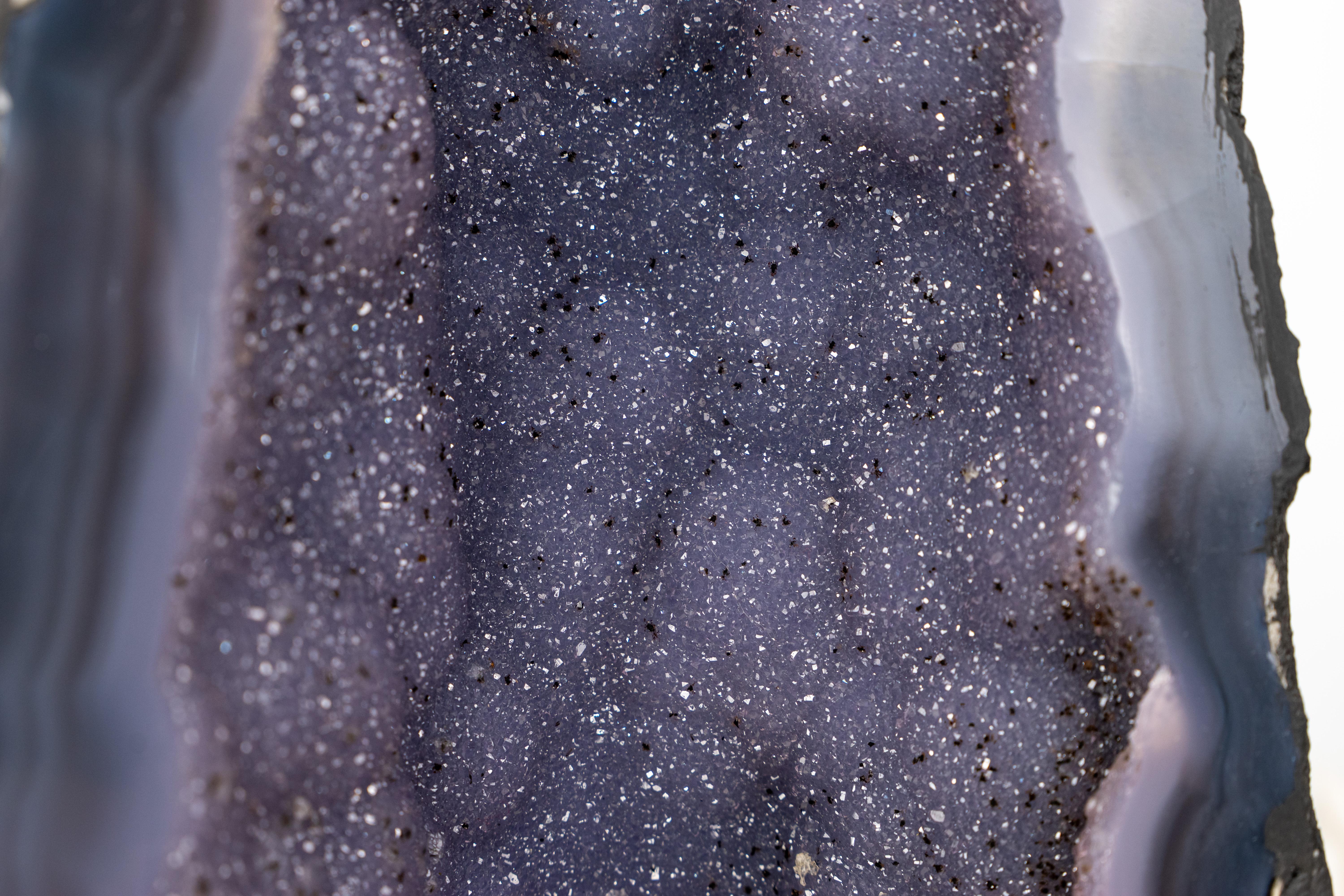 Rare Blue Agate Geode Cathedral with Sparkly Blue Galaxy Druzy Amethyst For Sale 3