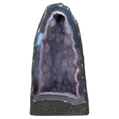 Raro geode di agata blu cattedrale con scintillante galassia blu druzy ametista