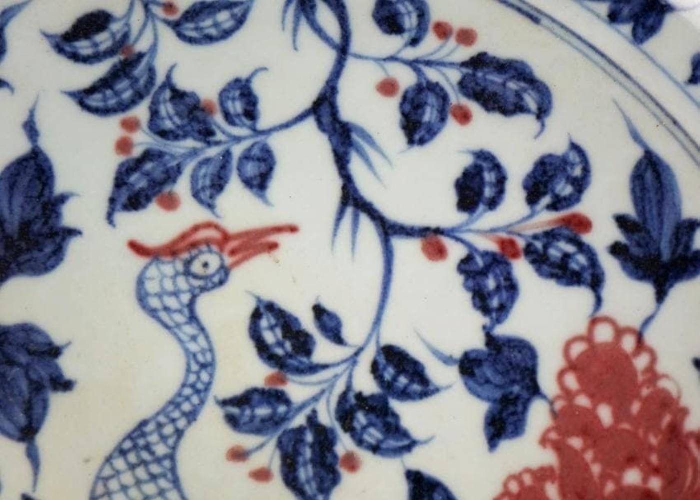 Chinois Rare paon bleu et cuivre rouge Yuan Yuan Dinesty en vente