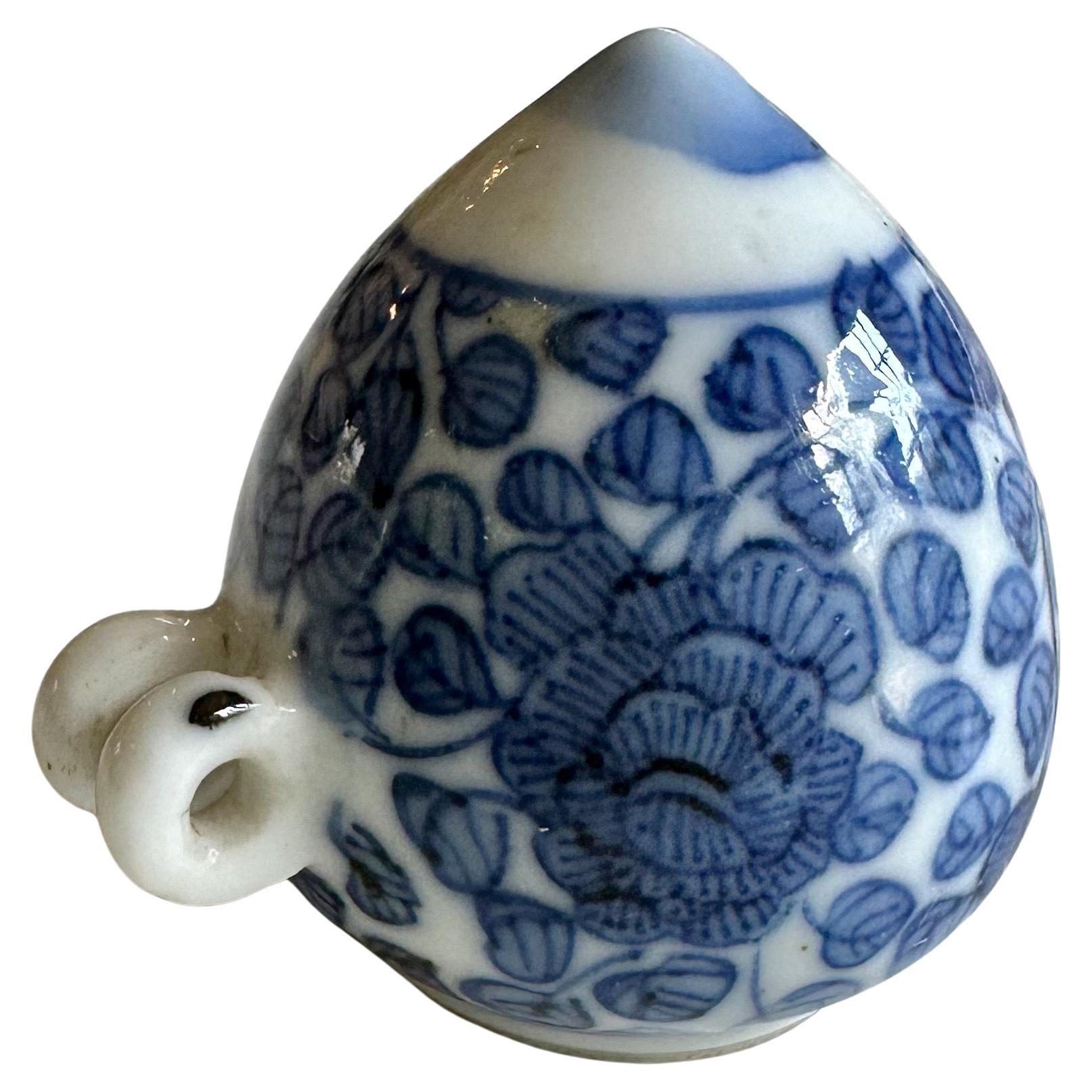 Rare Blue and White Bird Feeder from the Hatcher Cargo