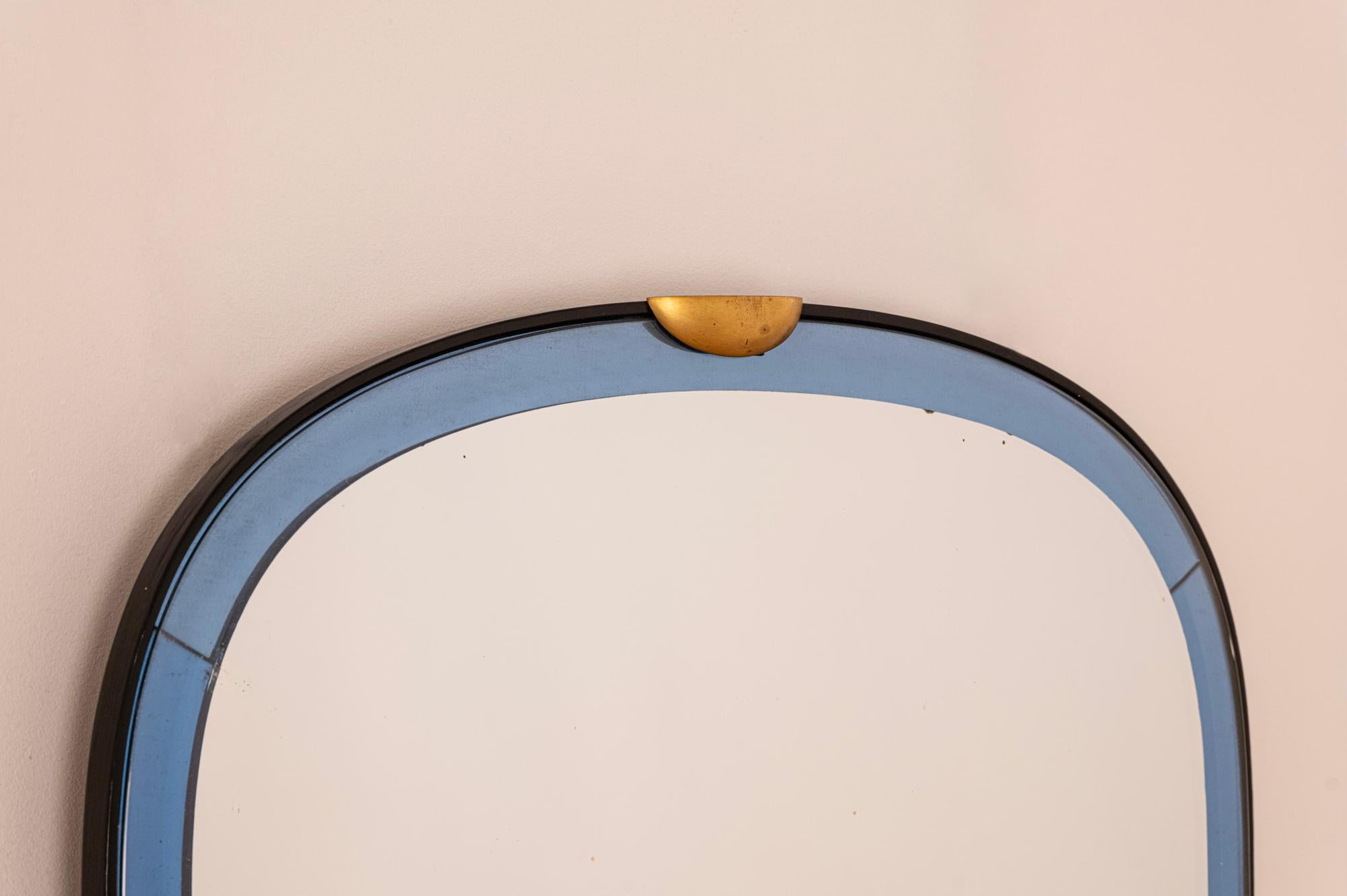 Seltener blauer abgeschrägter Glasspiegel von Pietro Chiesa für Luigi Fontana & C. Italien im Angebot 5