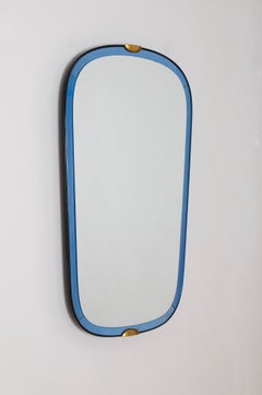 Rare Blue Bevelled Glass Mirror by Pietro Chiesa for Luigi Fontana & C. Italy