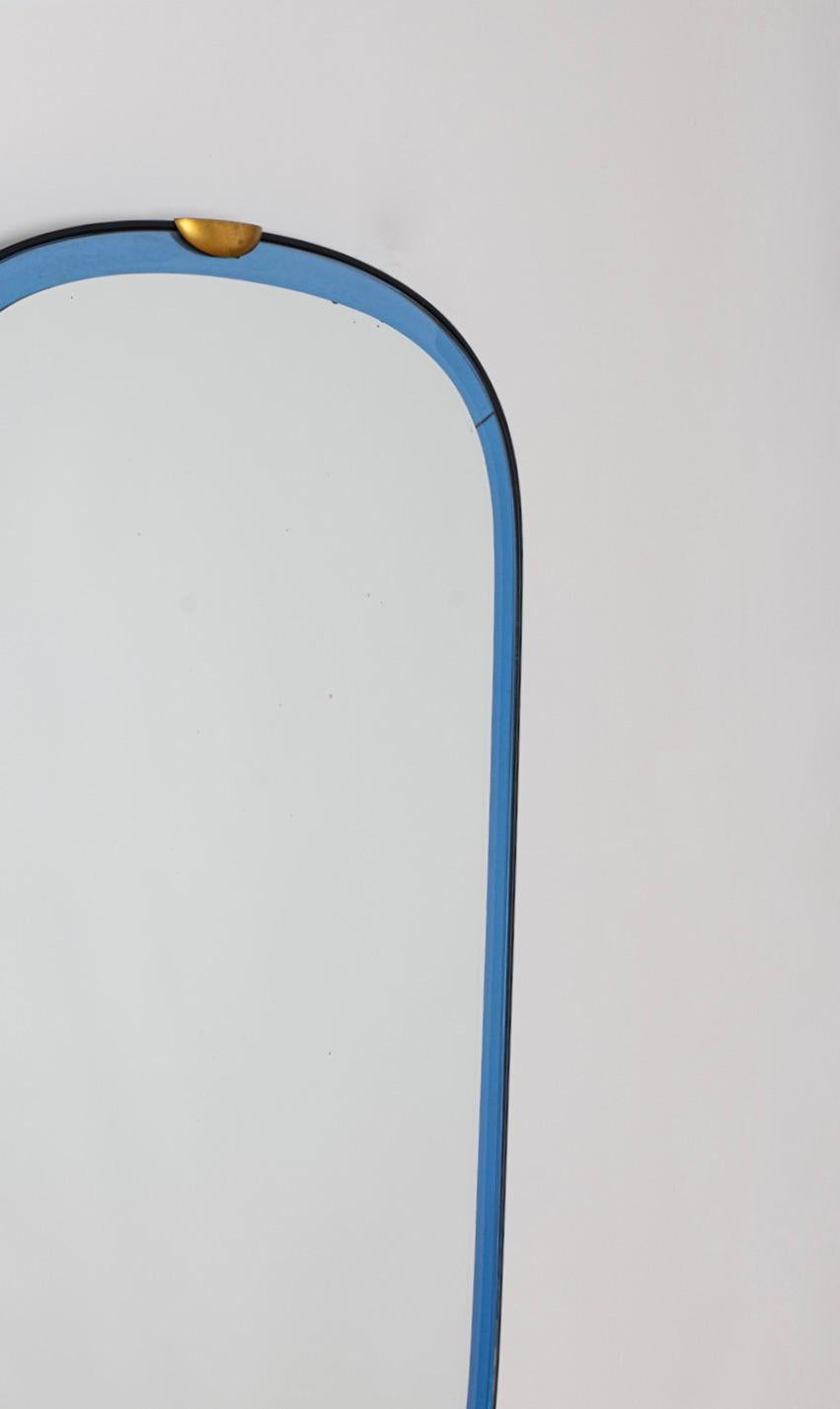 Seltener blauer abgeschrägter Glasspiegel von Pietro Chiesa für Luigi Fontana & C. Italien im Angebot 3