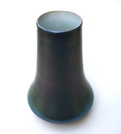 Rare Blue Cased Over White Signed Durand Glass Elephant Foot Vase c 1924