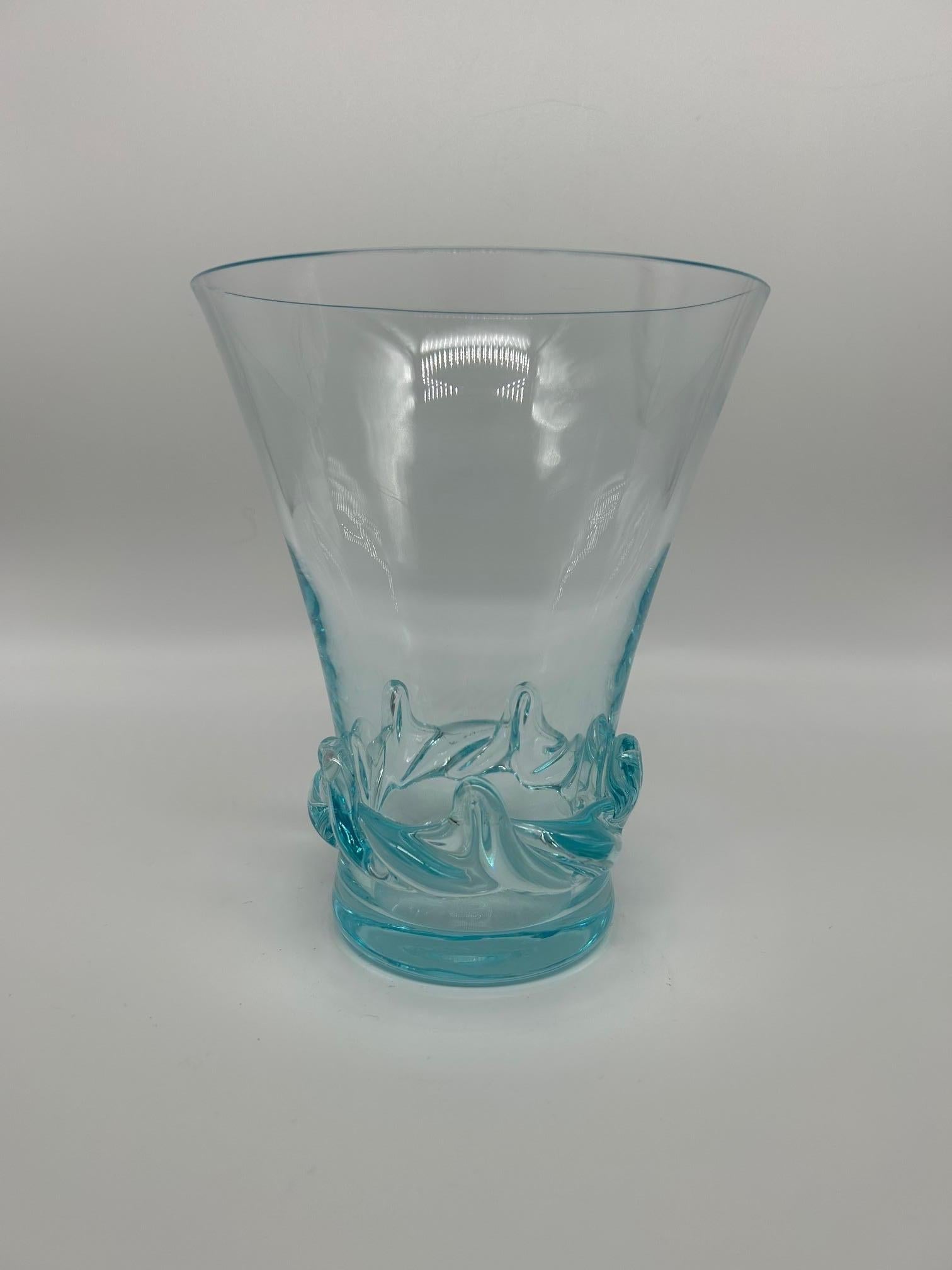 rara versione blu del vaso Sorcy in cristallo sottile, circa anni '50 
senza segno 
 