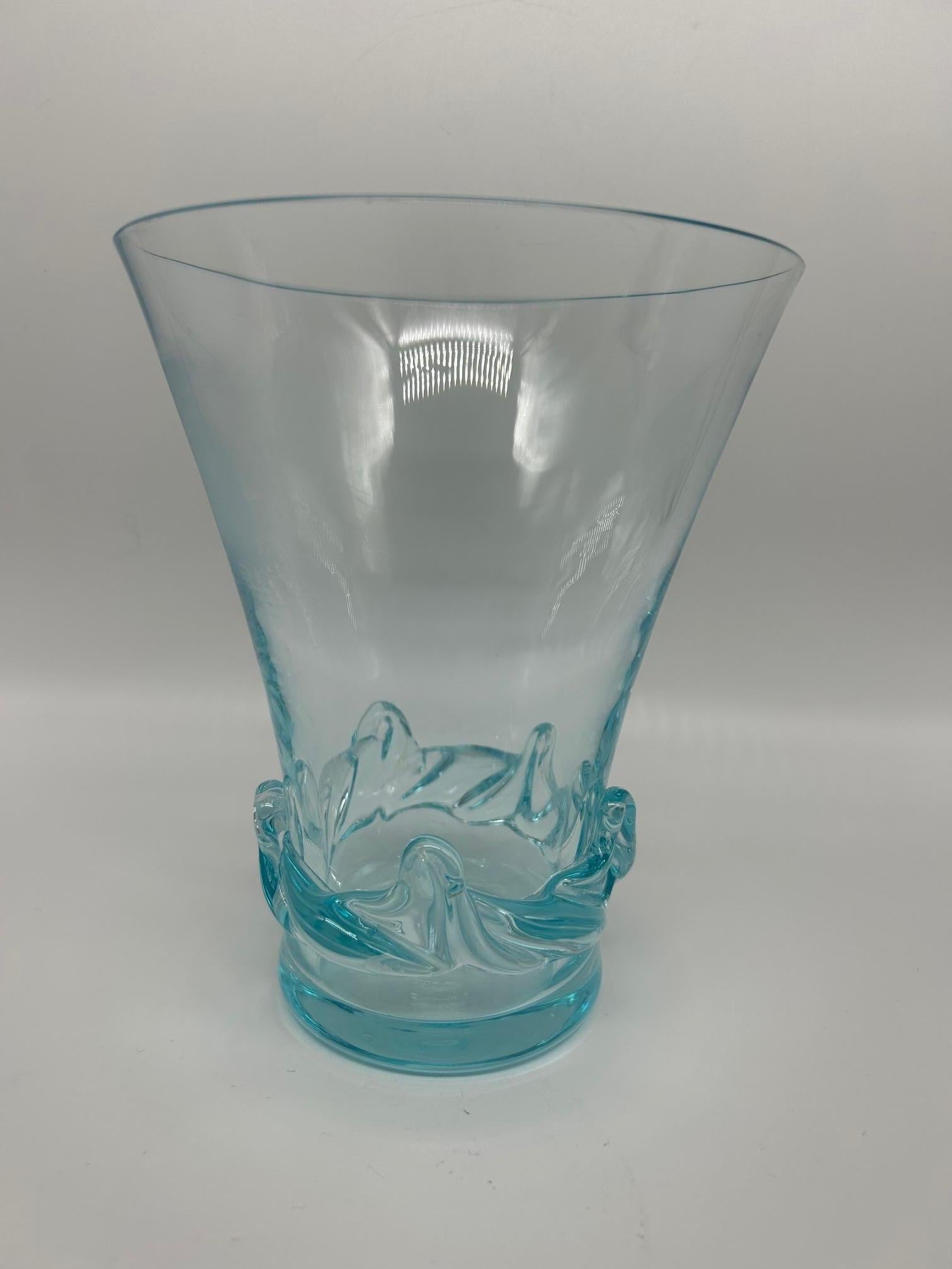 Cristallo raro vaso di cristallo blu Daum in vendita