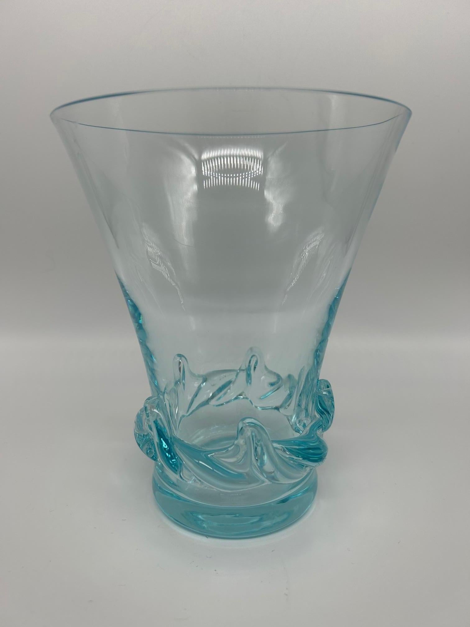 raro vaso di cristallo blu Daum in vendita 2