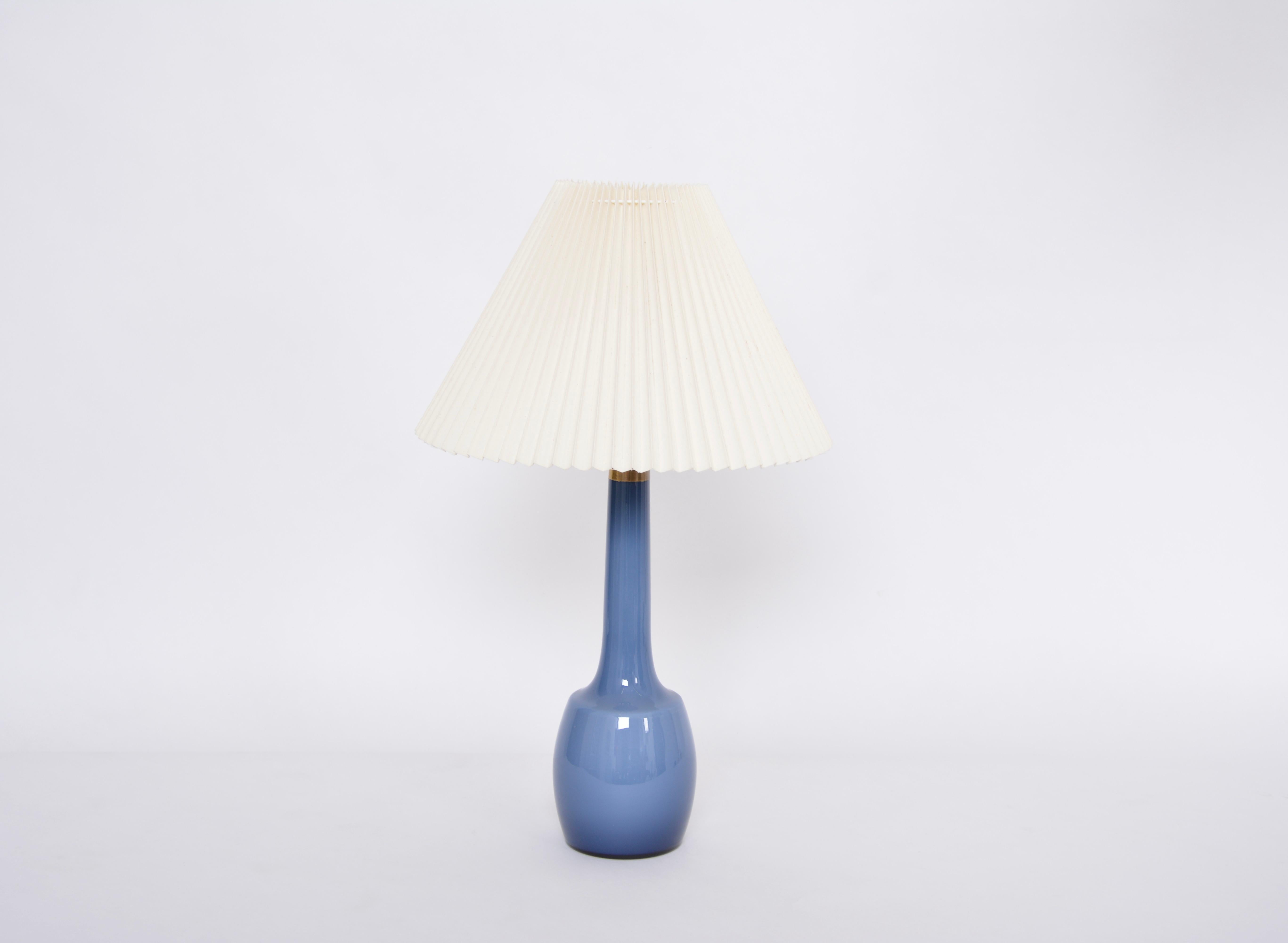 Mid-Century Modern Rare Blue Danish Midcentury Table Lamp by Esben Klint for Holmegaard For Sale