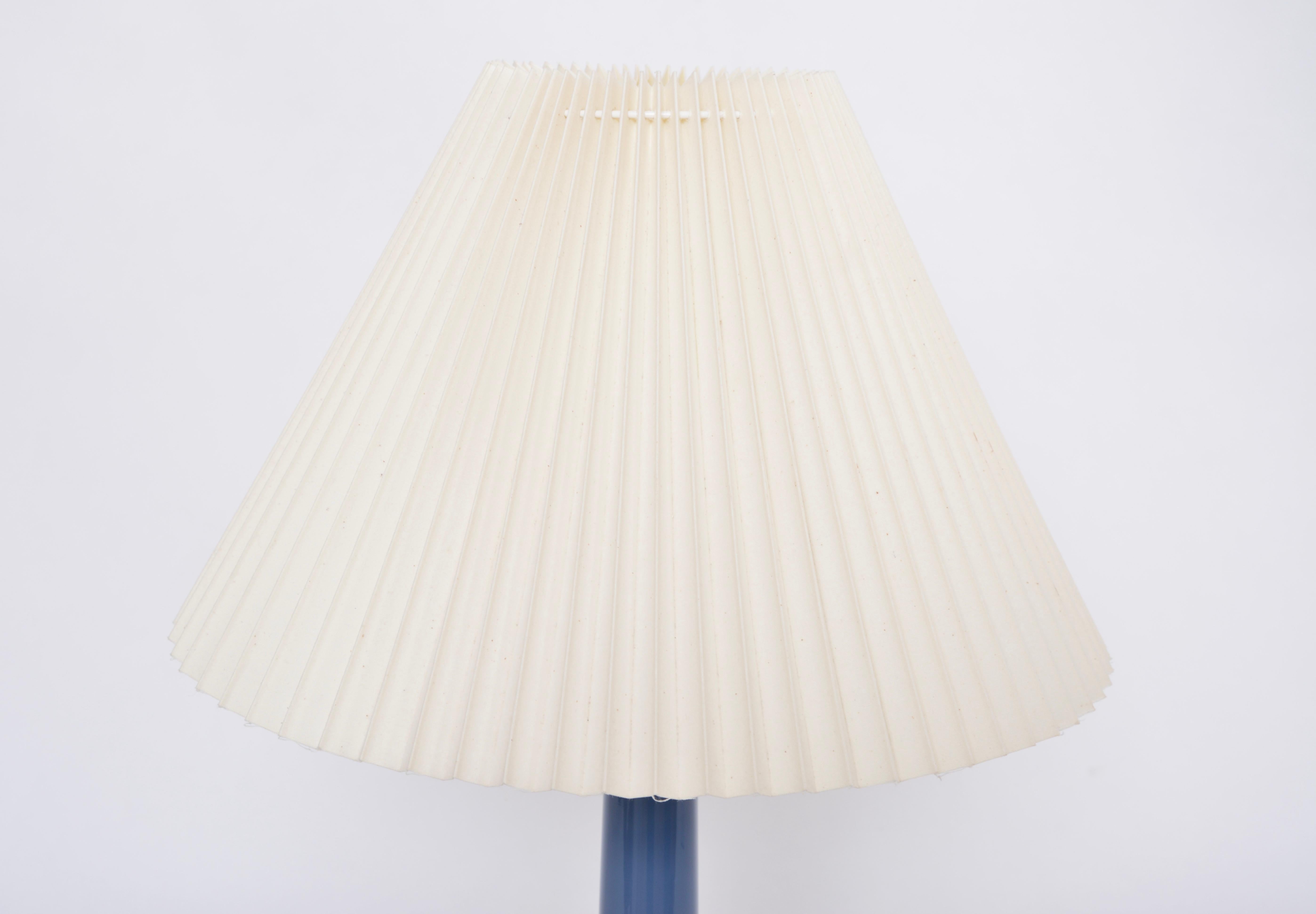 20th Century Rare Blue Danish Midcentury Table Lamp by Esben Klint for Holmegaard For Sale