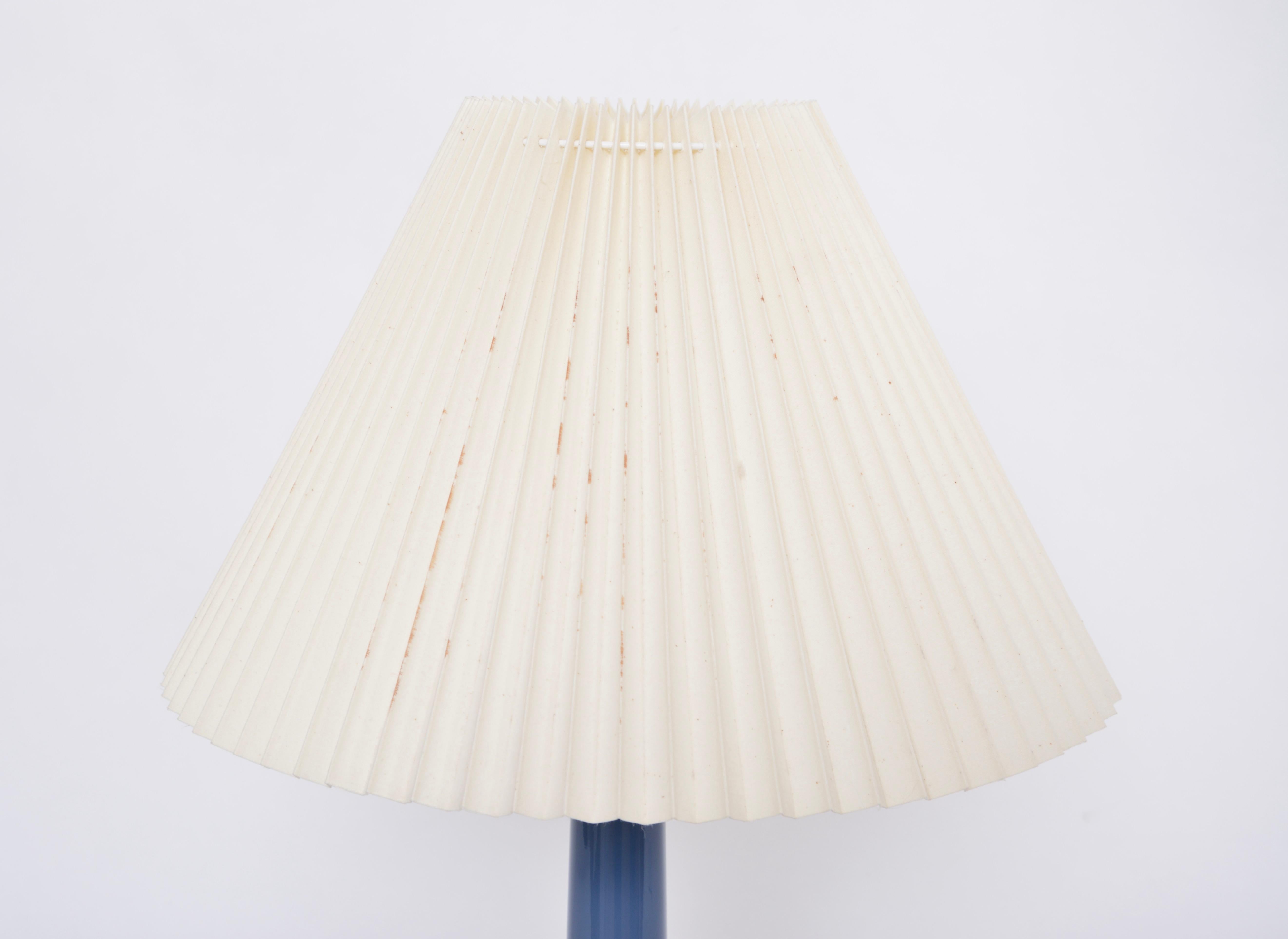 Brass Rare Blue Danish Midcentury Table Lamp by Esben Klint for Holmegaard For Sale