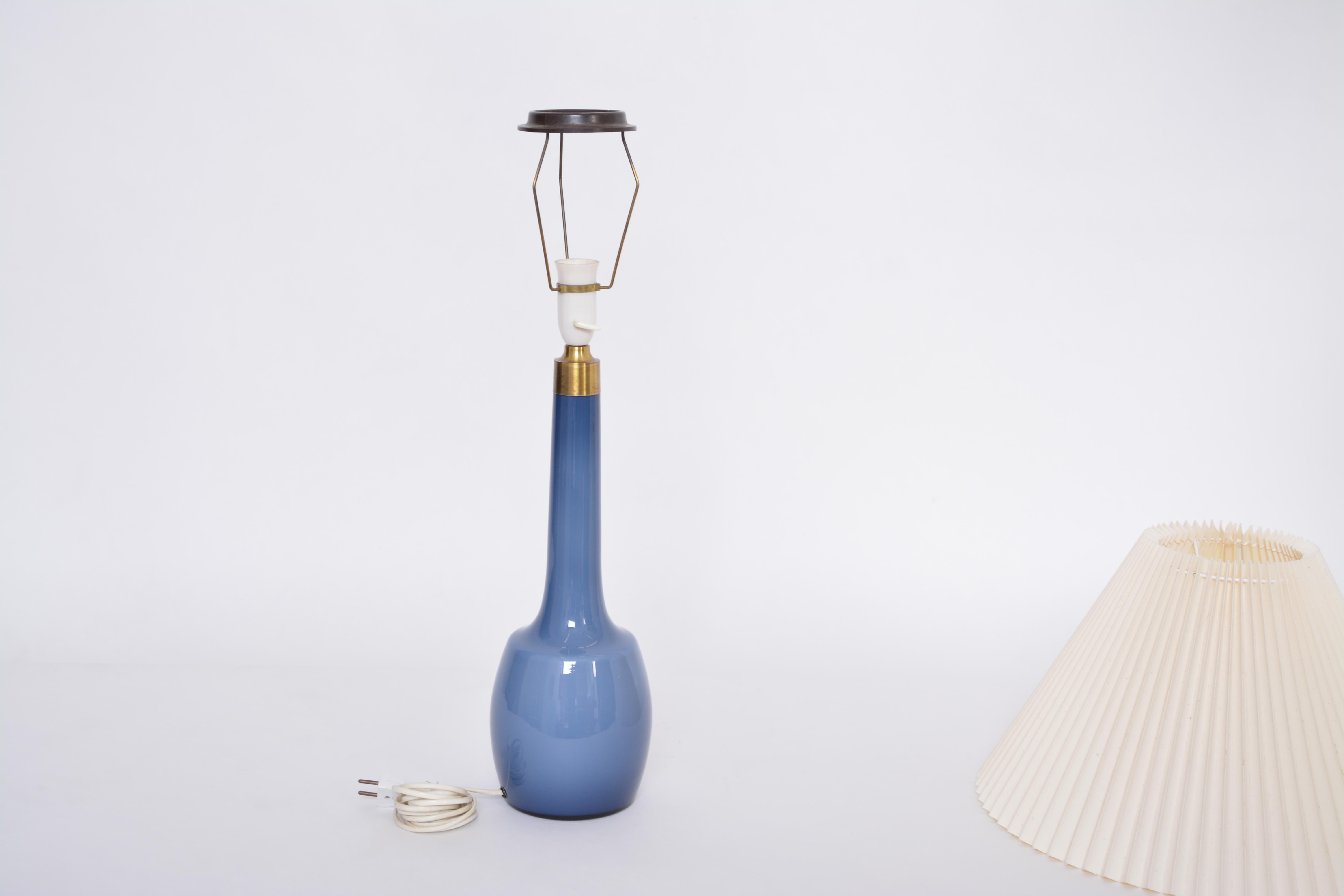 Rare Blue Danish Midcentury Table Lamp by Esben Klint for Holmegaard For Sale 2