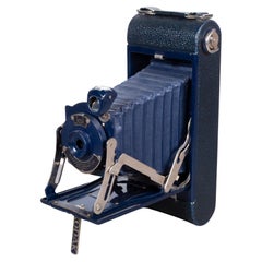 Rare Blue Eastman Kodak "No. 1" Folding Camera and Case, circa.1909-1920