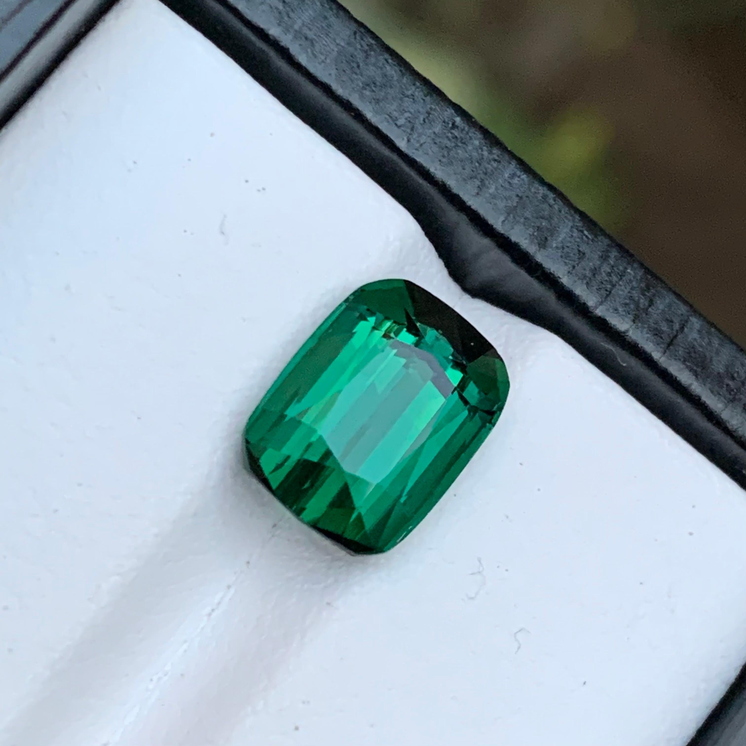 Rare Blue Green Natural Tourmaline Loose Gemstone, 4.35 Ct-Cushion Cut for ring For Sale 4
