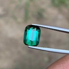 Seltener blaugrüner natürlicher Turmalin, loser Edelstein, 4,35 Ct-Kissenschliff für Ring