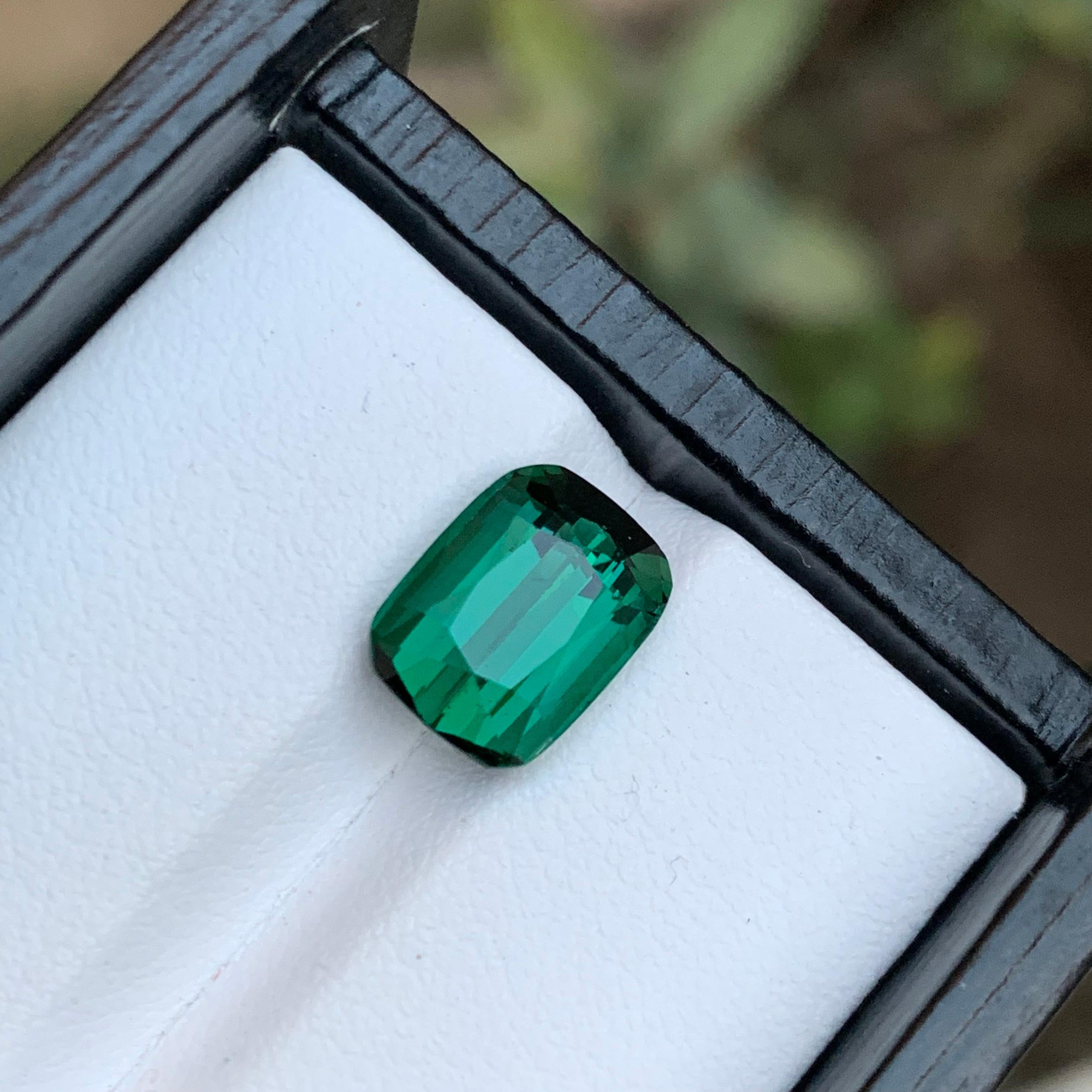 Contemporary Rare Blue Green Natural Tourmaline Loose Gemstone, 4.35 Ct-Cushion Cut for ring For Sale