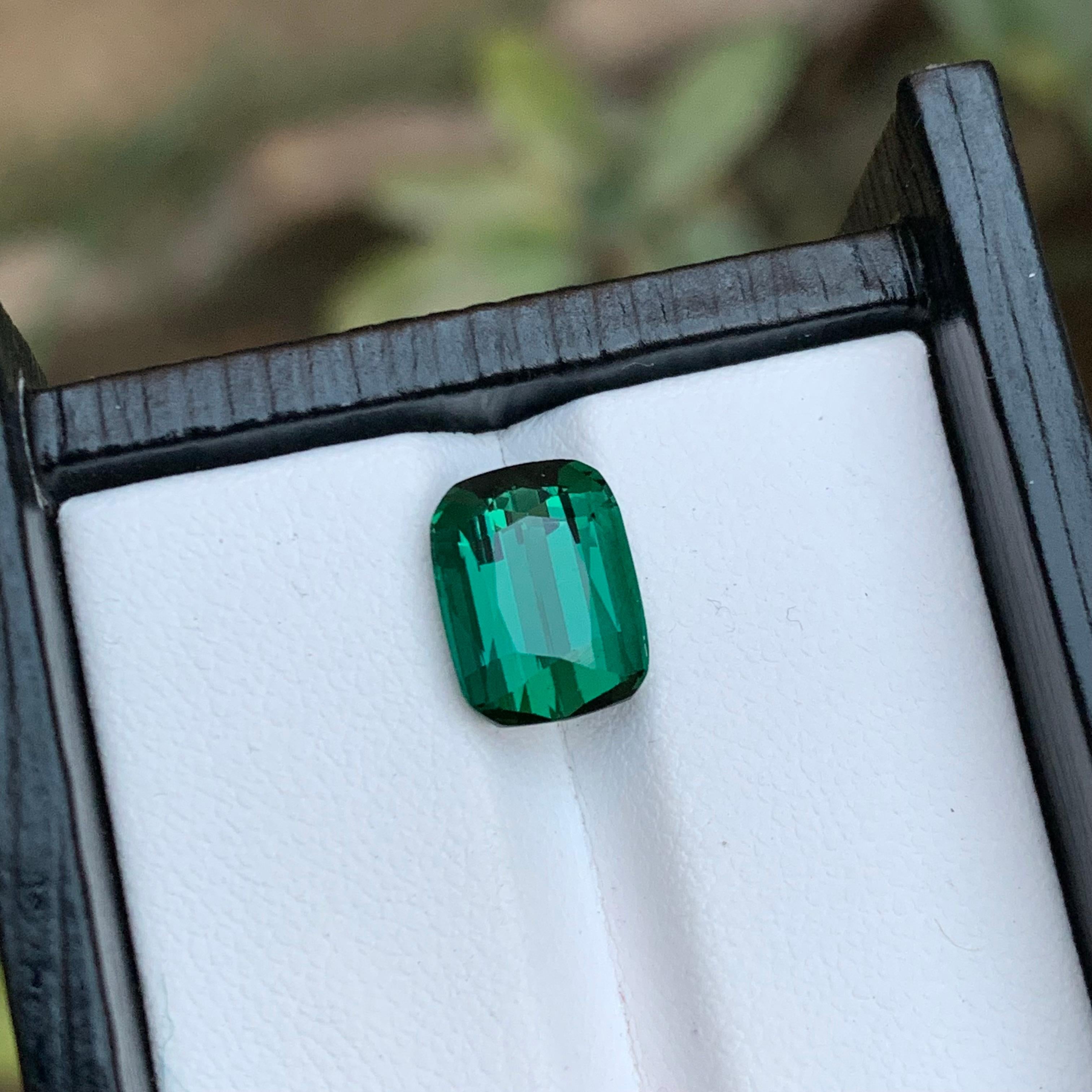 Emerald Cut Rare Blue Green Natural Tourmaline Loose Gemstone, 4.35 Ct-Cushion Cut for ring For Sale