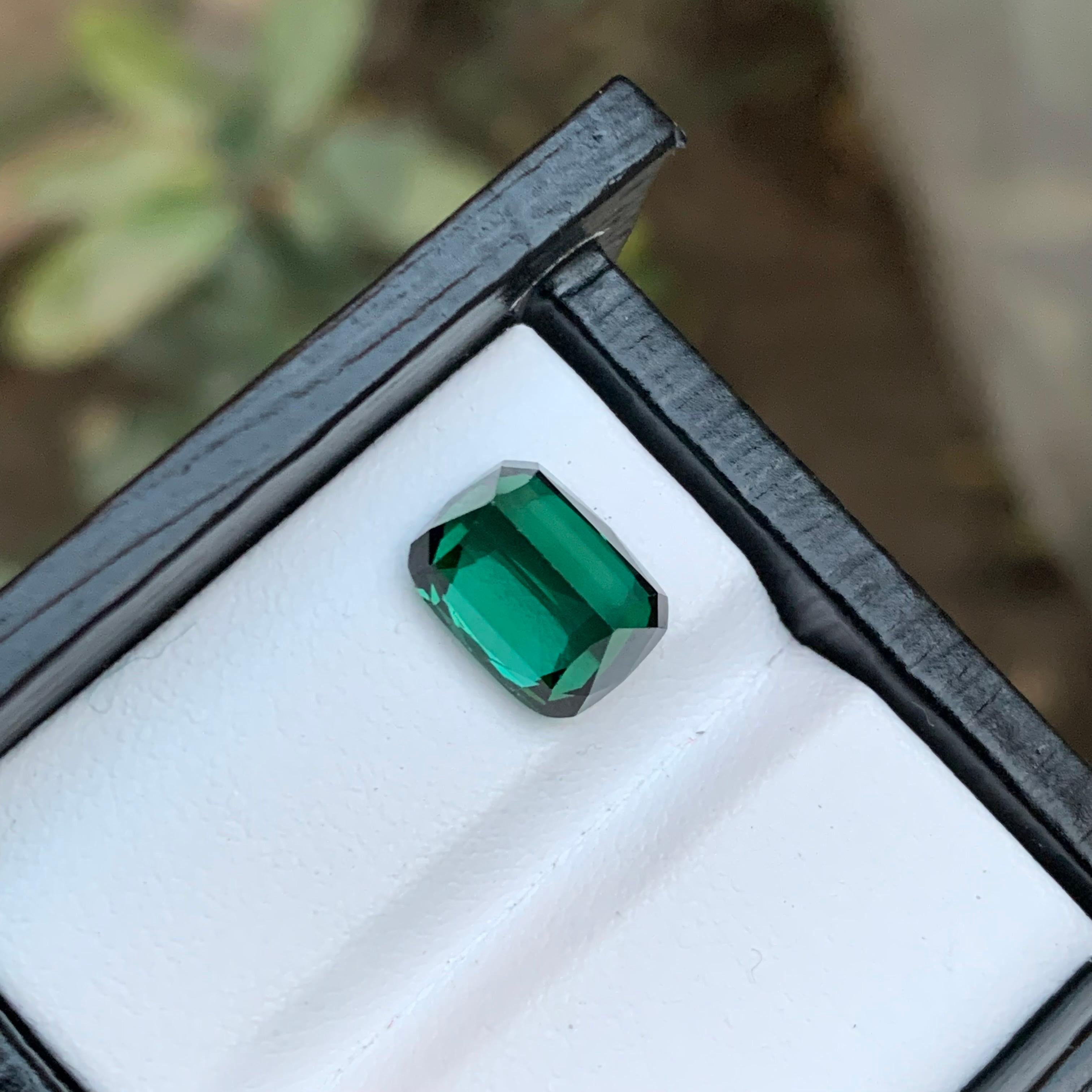 Rare Blue Green Natural Tourmaline Loose Gemstone, 4.35 Ct-Cushion Cut for ring For Sale 1