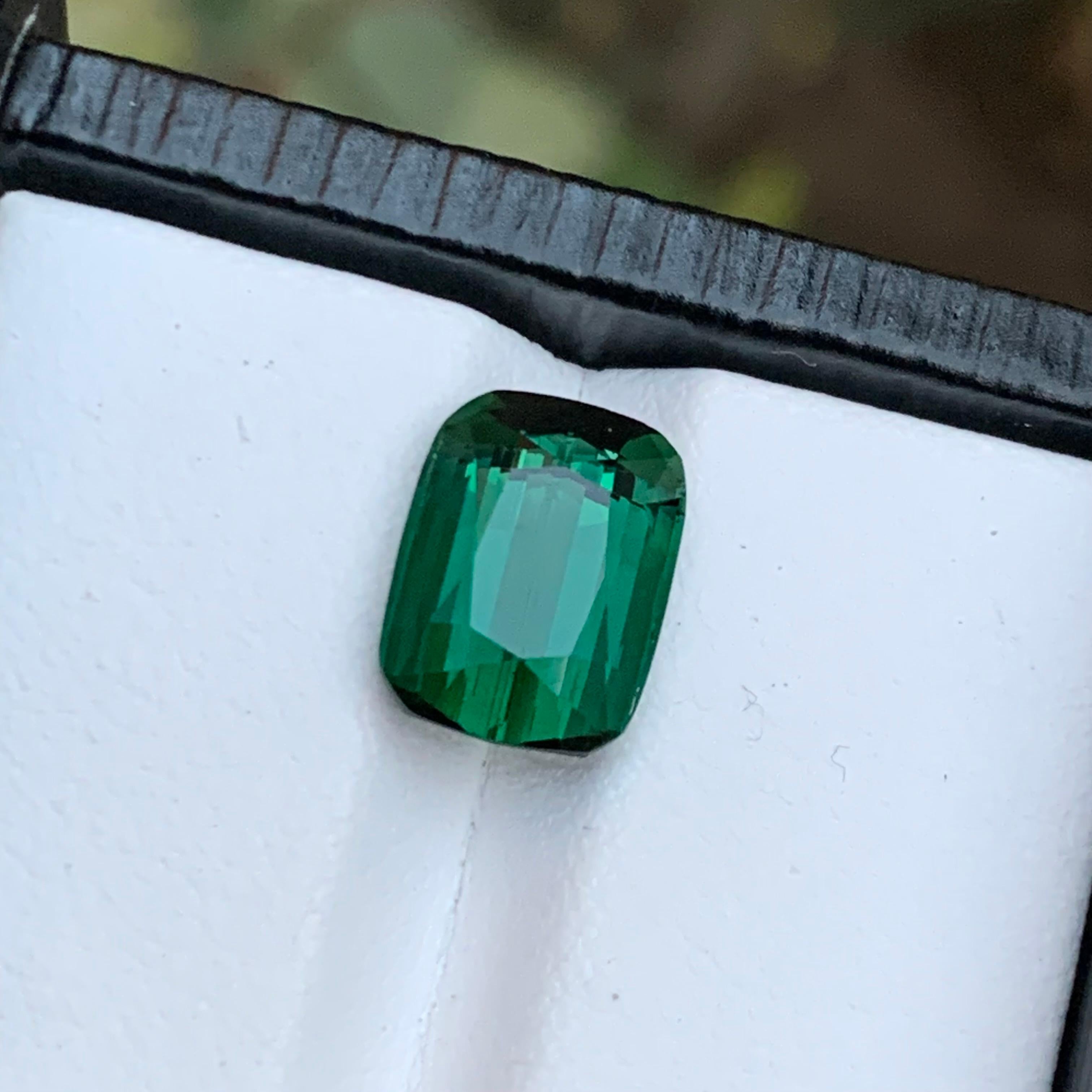 Rare Blue Green Natural Tourmaline Loose Gemstone, 4.35 Ct-Cushion Cut for ring For Sale 2