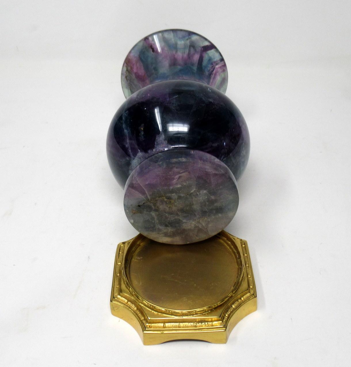 Rare Blue John Fluorite Derbyshire Carved Urn Ormolu Mounts, Early 20th Century 6