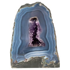 Rare Blue Lace Agate Geode with Delicate Striped Pattern