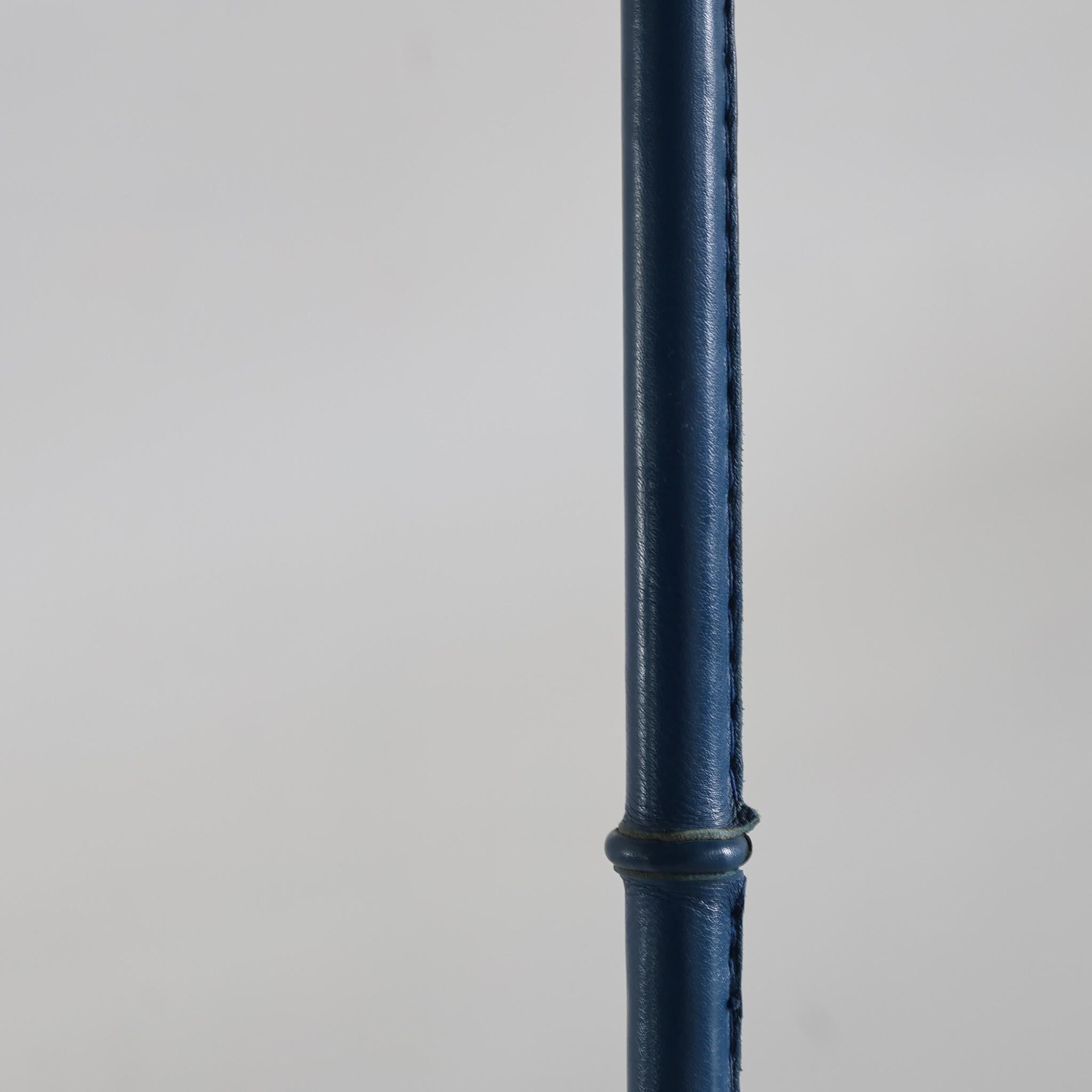 Rare Blue Leather Floor Lamp By Valenti For Sale 5