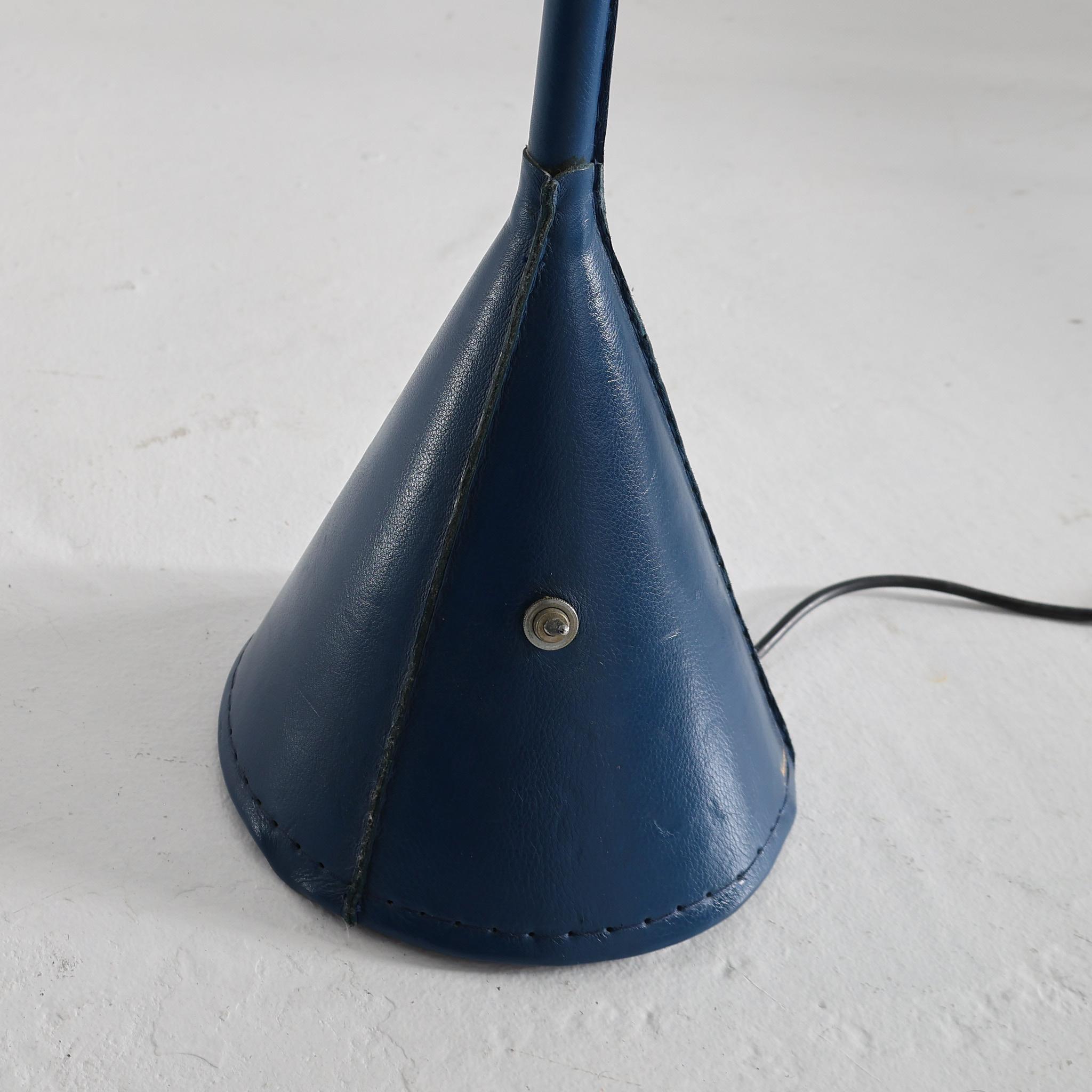 Rare Blue Leather Floor Lamp By Valenti For Sale 8
