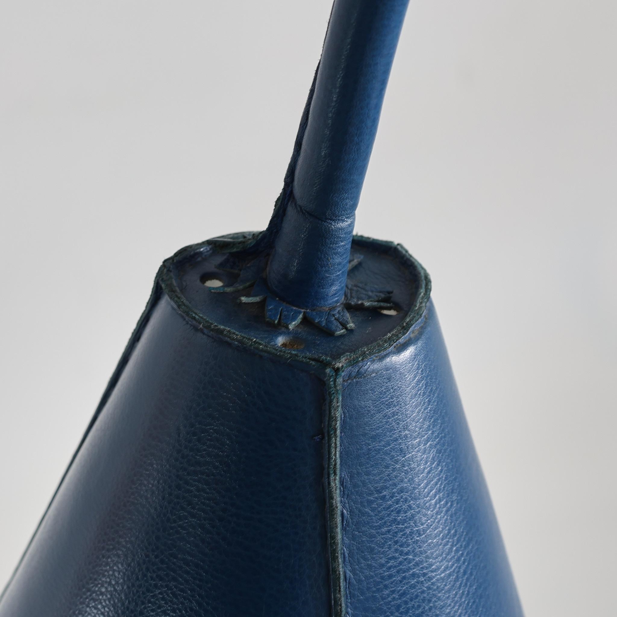 Rare Blue Leather Floor Lamp By Valenti For Sale 9