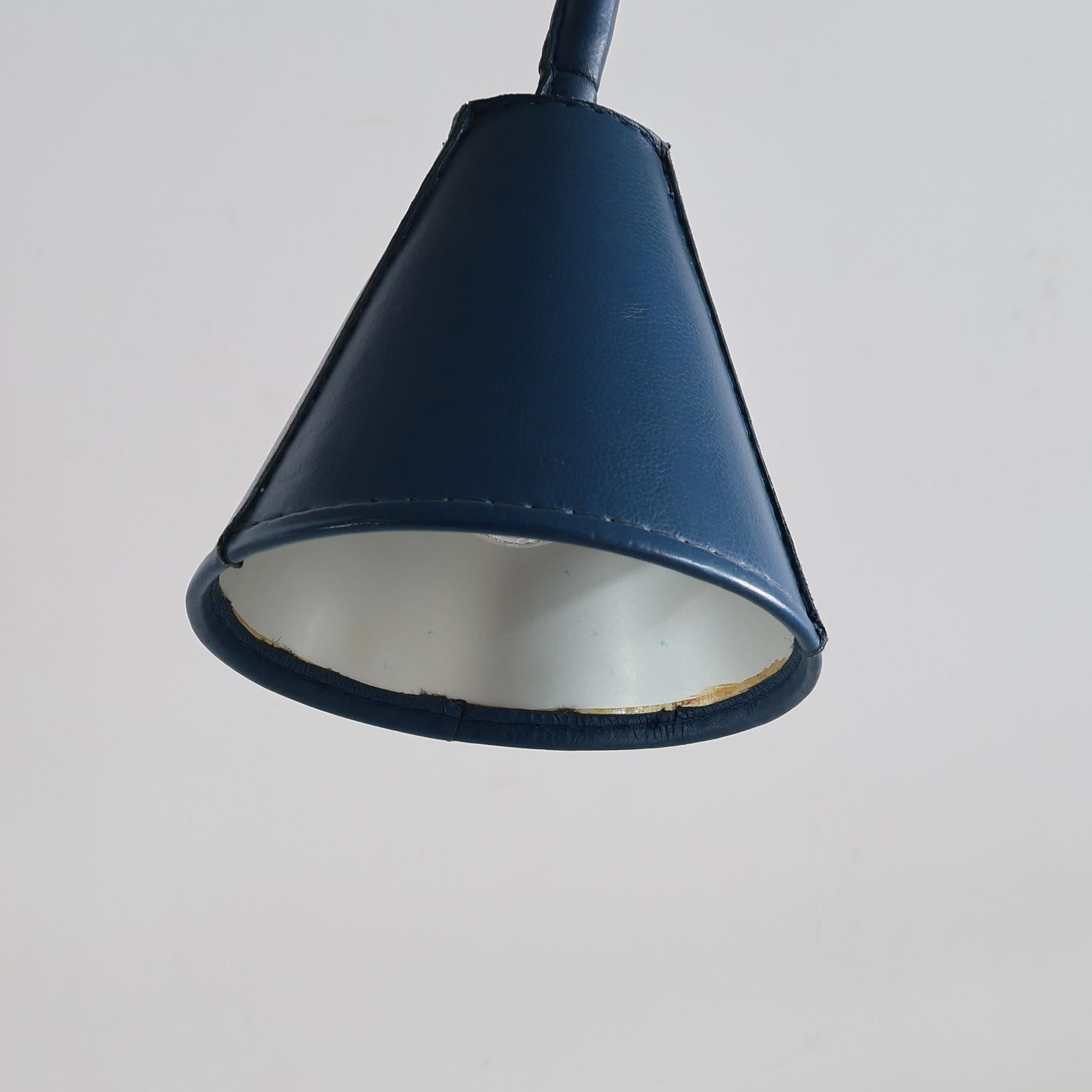 Rare Blue Leather Floor Lamp By Valenti For Sale 11