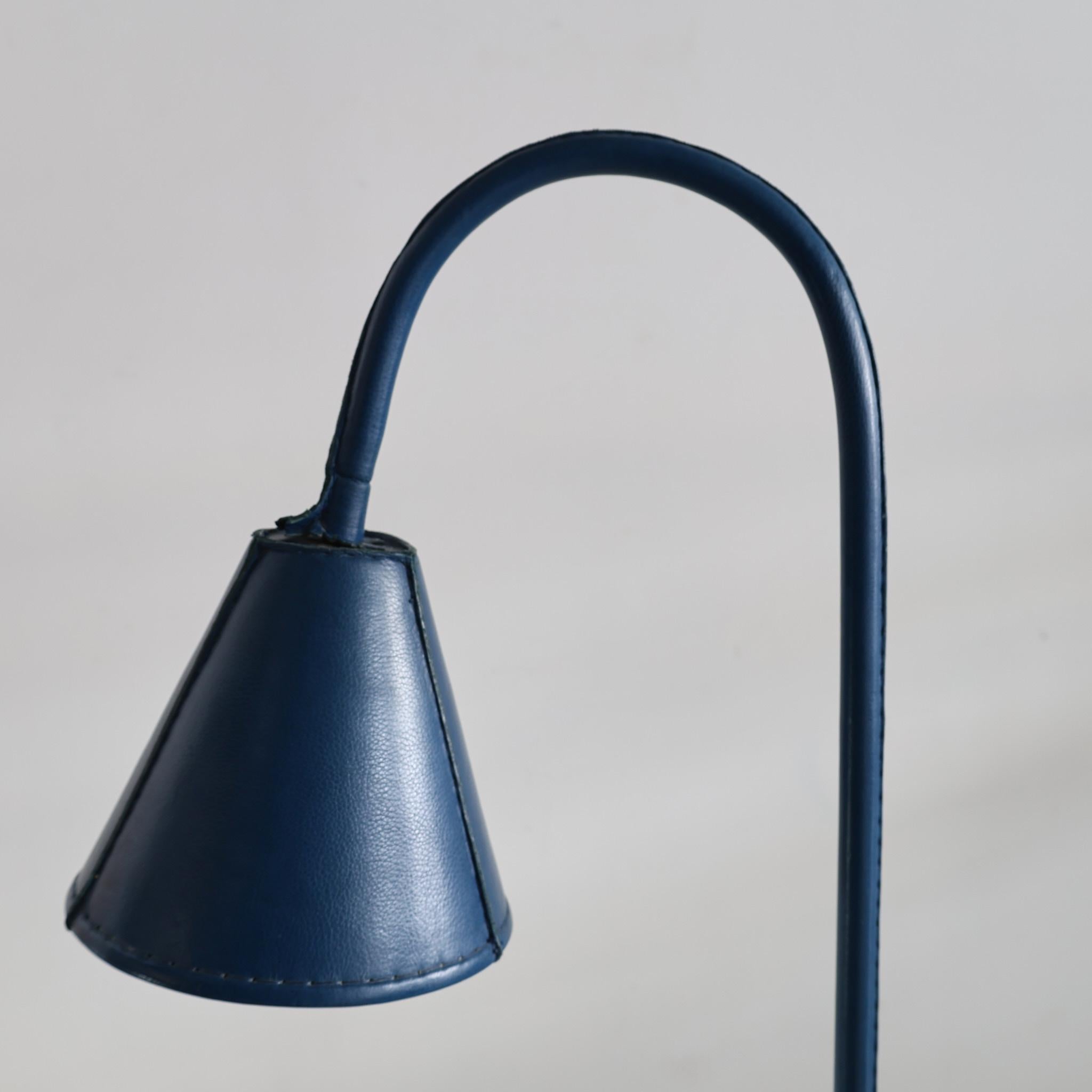 Late 20th Century Rare Blue Leather Floor Lamp By Valenti For Sale
